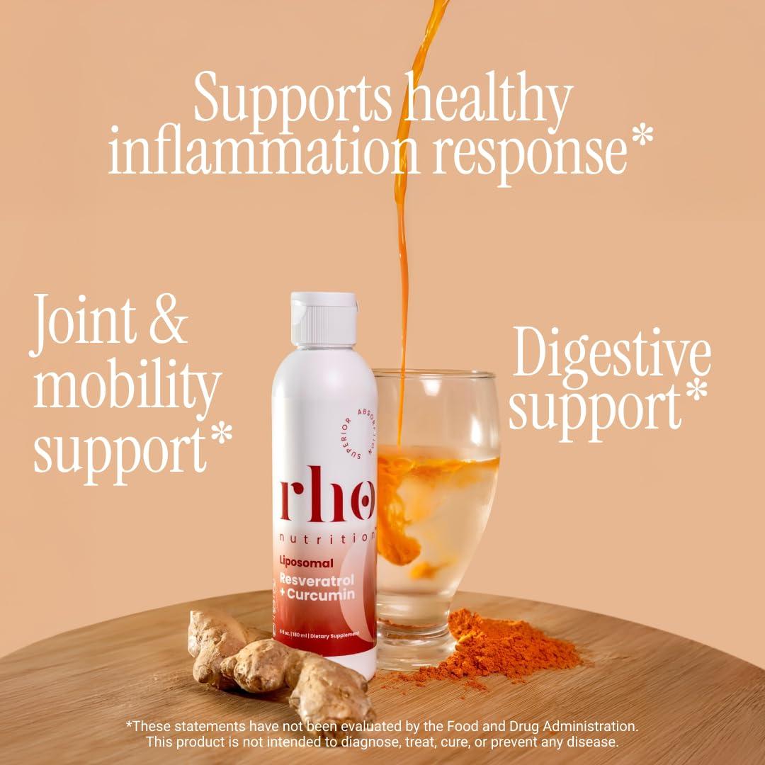 Rho Nutrition Liposomal Curcumin + Resveratrol (1 Pack) – Ultra High Absorption Liquid Curcumin Supplement – Promotes Joint Comfort, Mobility, Cellular Health and Overall Well-Being - Image 2