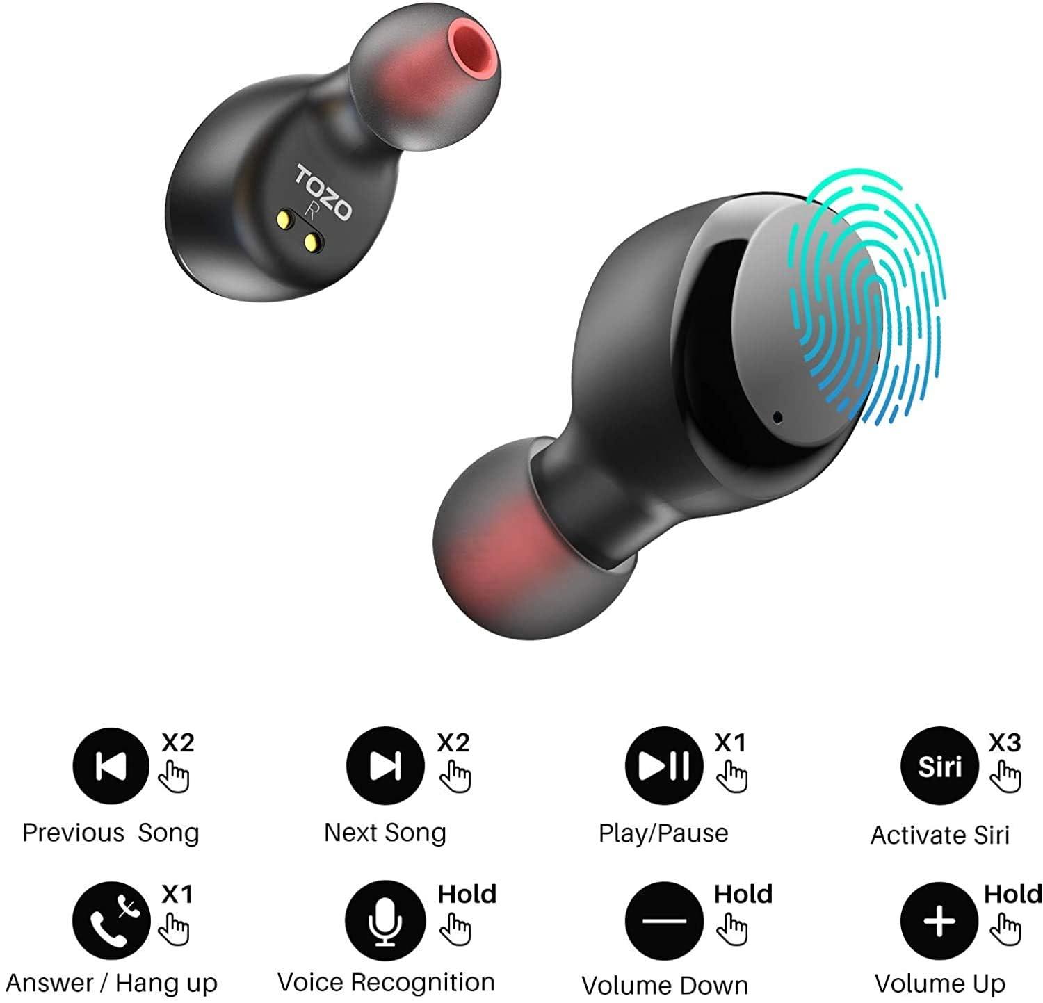 TOZO T6 True Wireless Earbuds Bluetooth 5.3 Headphones 50H Long Playtime, Wireless Charging Case, IPX8 Waterproof Stereo Earphones, Built-in Mic Calls, Headset Premium Deep Bass 32 Preset EQs via APP - Image 9
