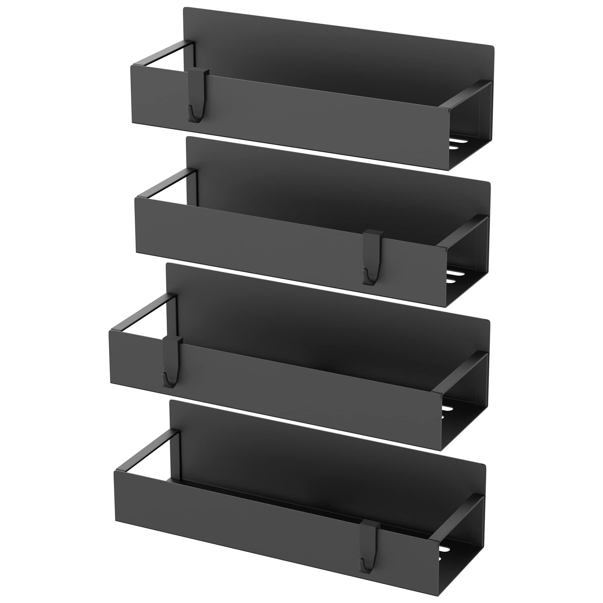HuggieGems Metal 4 Pack Magnetic Spice Storage Rack Organizer for Refrigerator and Oven, Black Fridge Organizers and Storage - Image 6