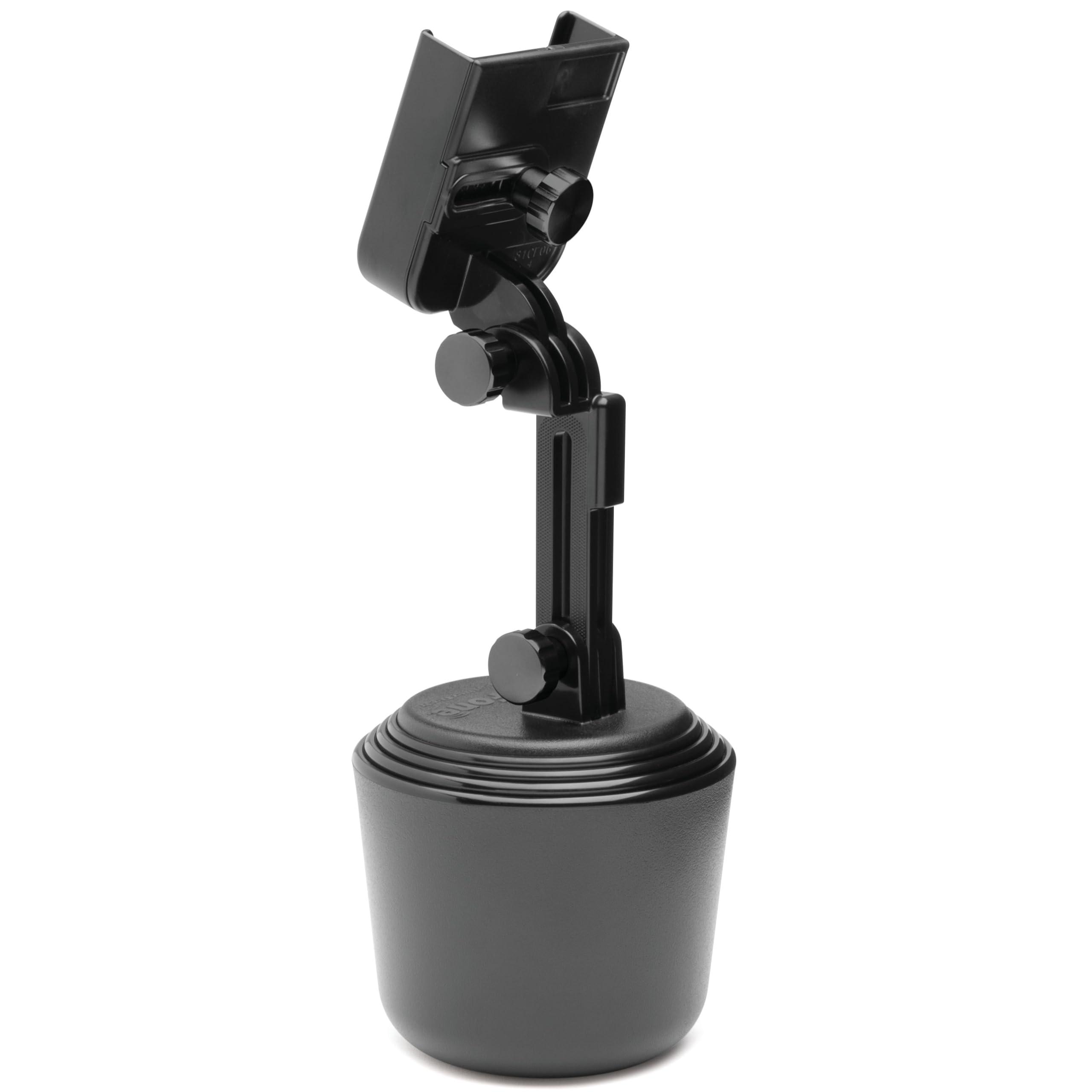 WeatherTech CupFone with Extension – Adjustable, Universal Cup Holder Cell Phone Mount Car & Truck Accessory – Best Design for iPhone & Smartphone Charging – Black Plastic Knobs
