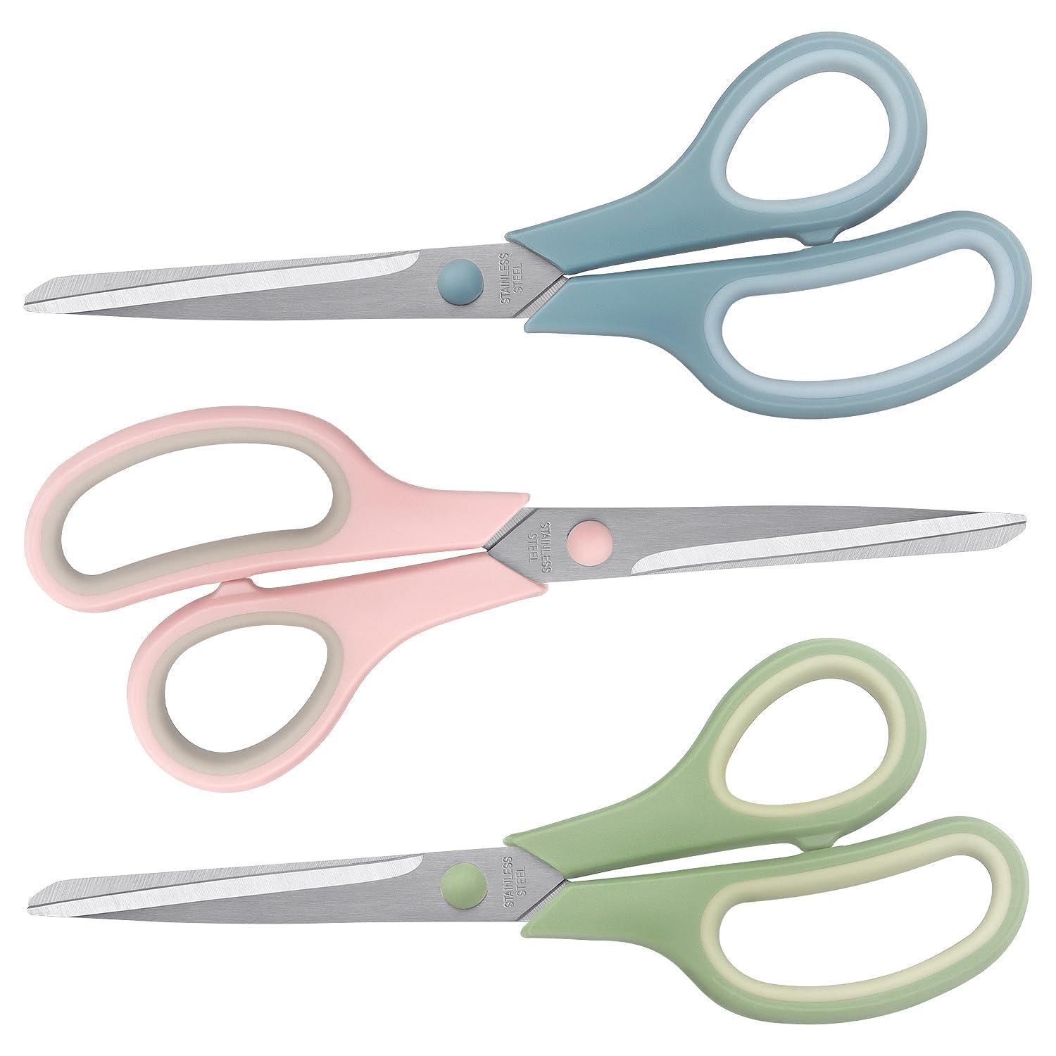 LONGKEY Scissors 8.5 Inch scissors all purpose Bulk Set of 3, Scissors for Office Home School Craft Supplies, Soft Comfort-Grip Right/Left Hand - Image 8