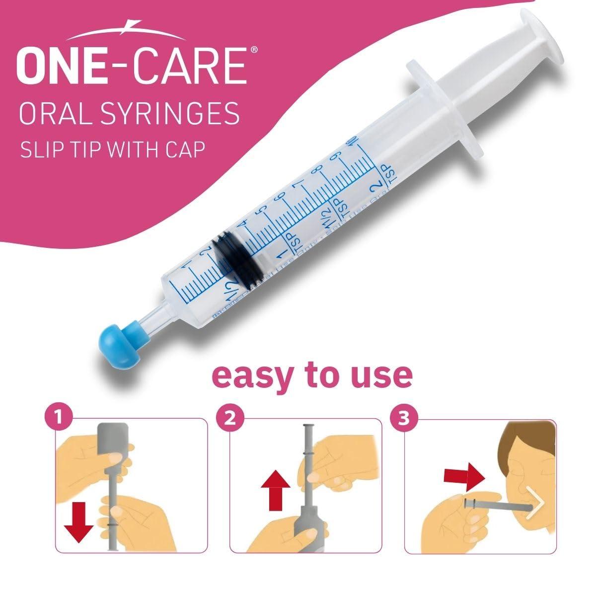 ONE-CARE 10ml Oral Syringe with Cap - Sterile, Individually Wrapped - 100 Syringes, Slip Tip, Uses include oral administration of medicine for infants, adults and animals - Image 4