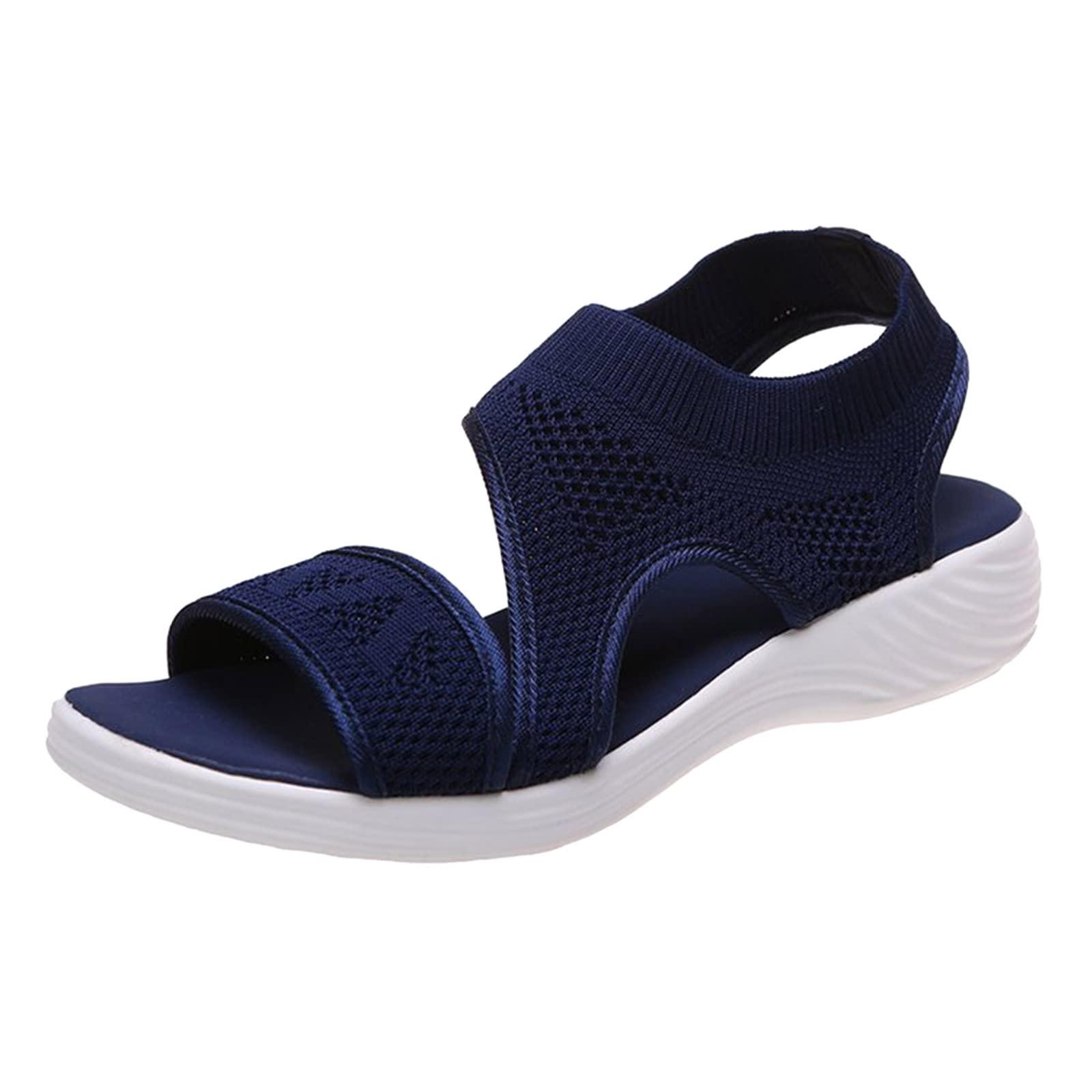 JEUROT Womens Summer Sandals Arch Support Orthotic Comfortable Sandal Low Wedges Non-Slip Casual Open Toe Summer Sport Shoes