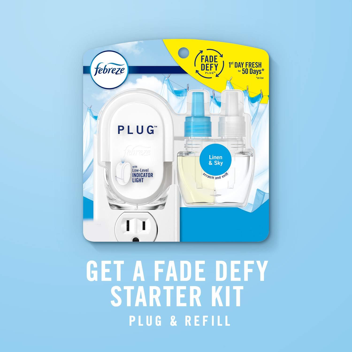 Febreze Plug In Air Freshener, Odor-Fighting Scented Oil Starter Kit, Air Fresheners for Home and Bathroom and Kitchen, Long Lasting for Strong Odors, Downy April Fresh Scent, Warmer + 2 Refill - Image 9