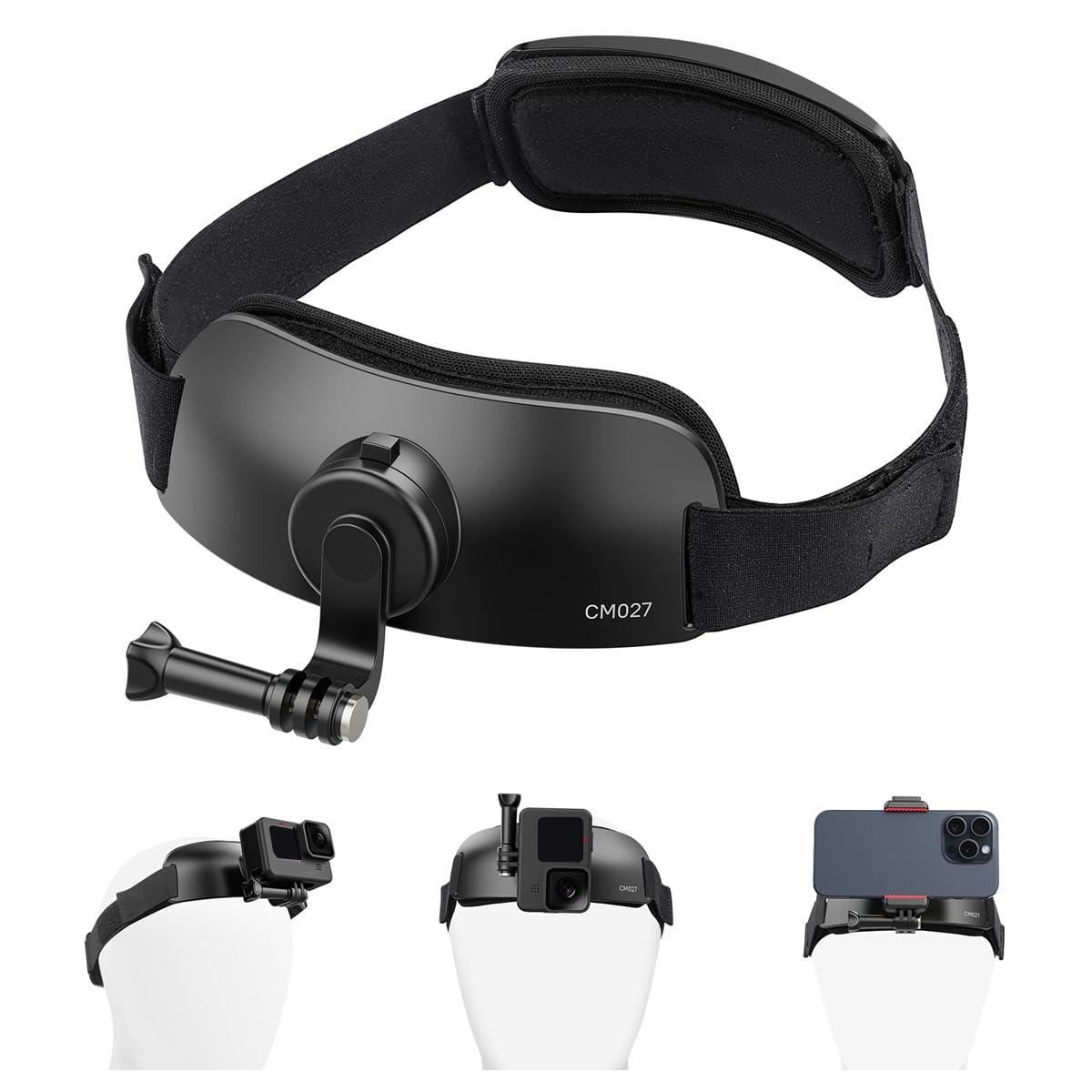 Head Strap Mount for Action Camera iPhone - ULANZI CM27 2 in 1 POV Sets Support Vertical Shots Vlog Video Accessories for Action Camera Cell Phone Smartphone