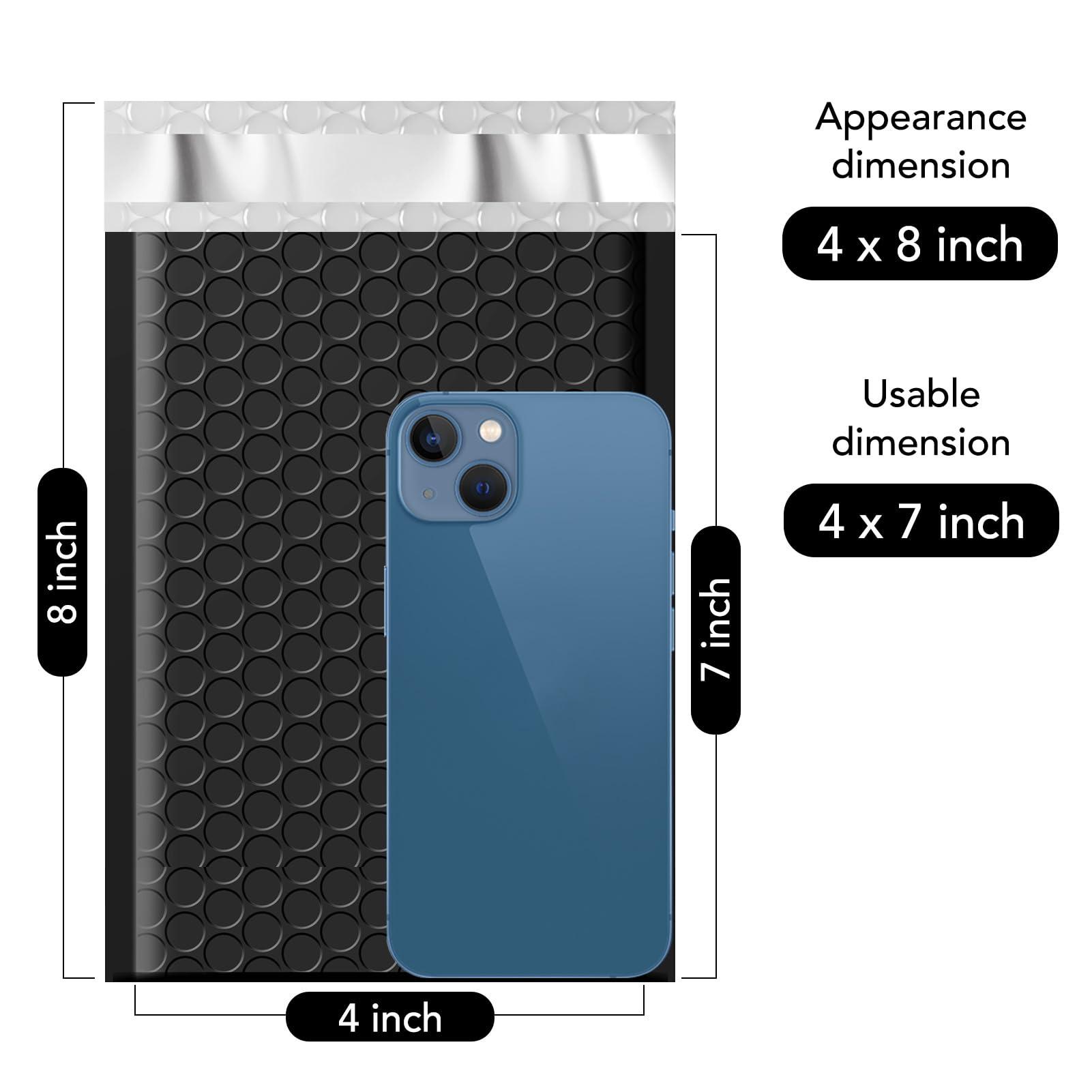 Fuxury 4x8 Bubble Mailer 260 Pack Black Padded Envelopes for Mailing, Small Bubble Mailers Usable Size 4x7" Padded Envelopes Self-SealPadded Mailers for Small Business Shipping Bulk#000 - Image 2