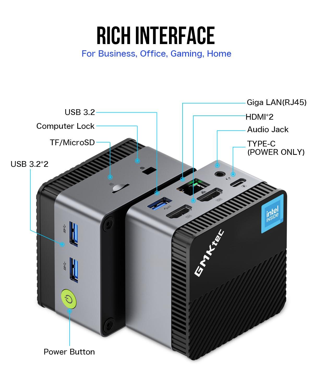 GMKtec Mini PC N97 Preinstalled Windows 11 Pro, G5 Micro Desktop Computer, 12th Gen Intel Alder Lake N97 (up to 3.60GHz) 12GB DDR5 256GB Hard Drive for Business, School, Office - Image 4