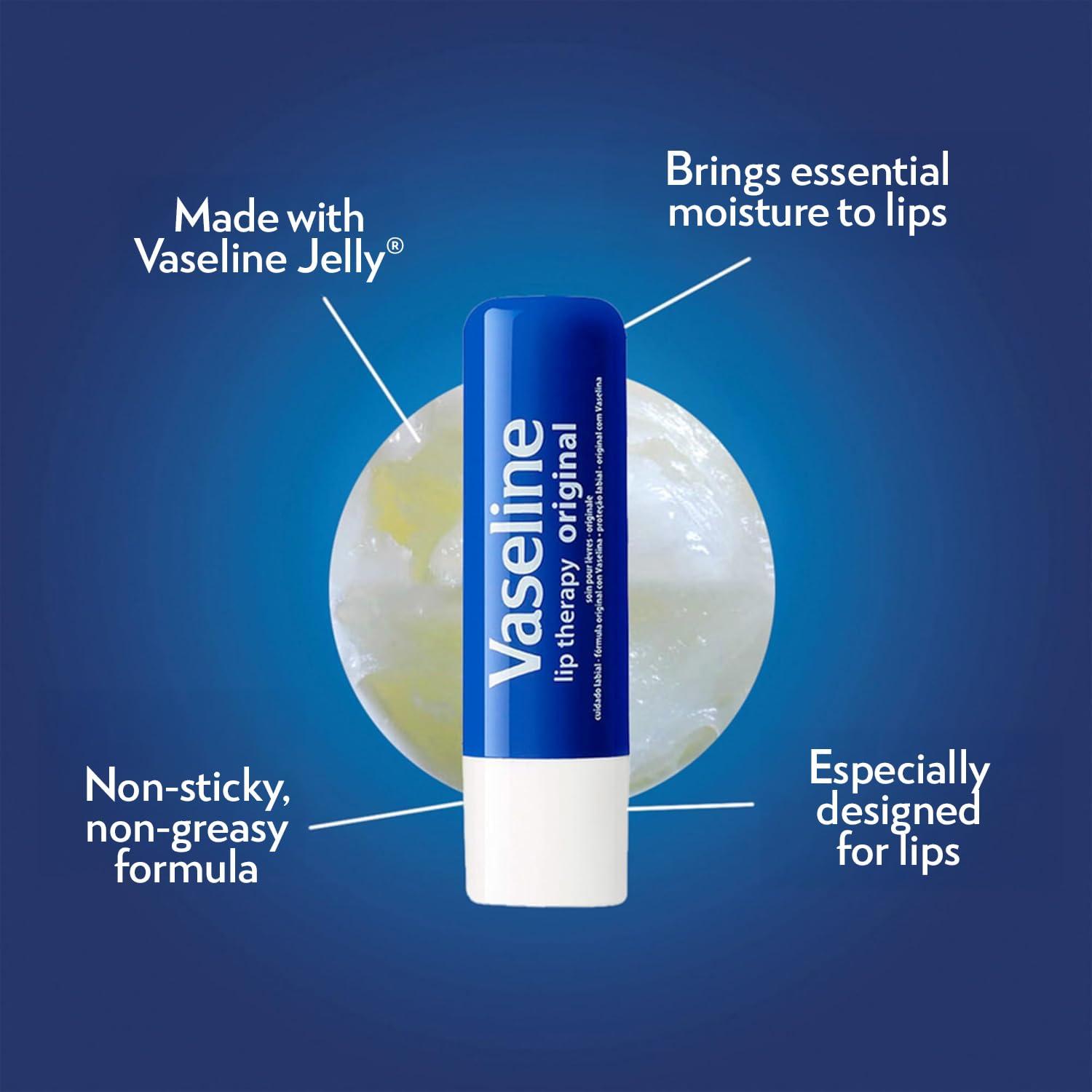 Vaseline Lip Therapy Original 8-Pack – Moisturizing Lip Balm for Very Dry Lips, 0.16 Oz Ea - Image 4