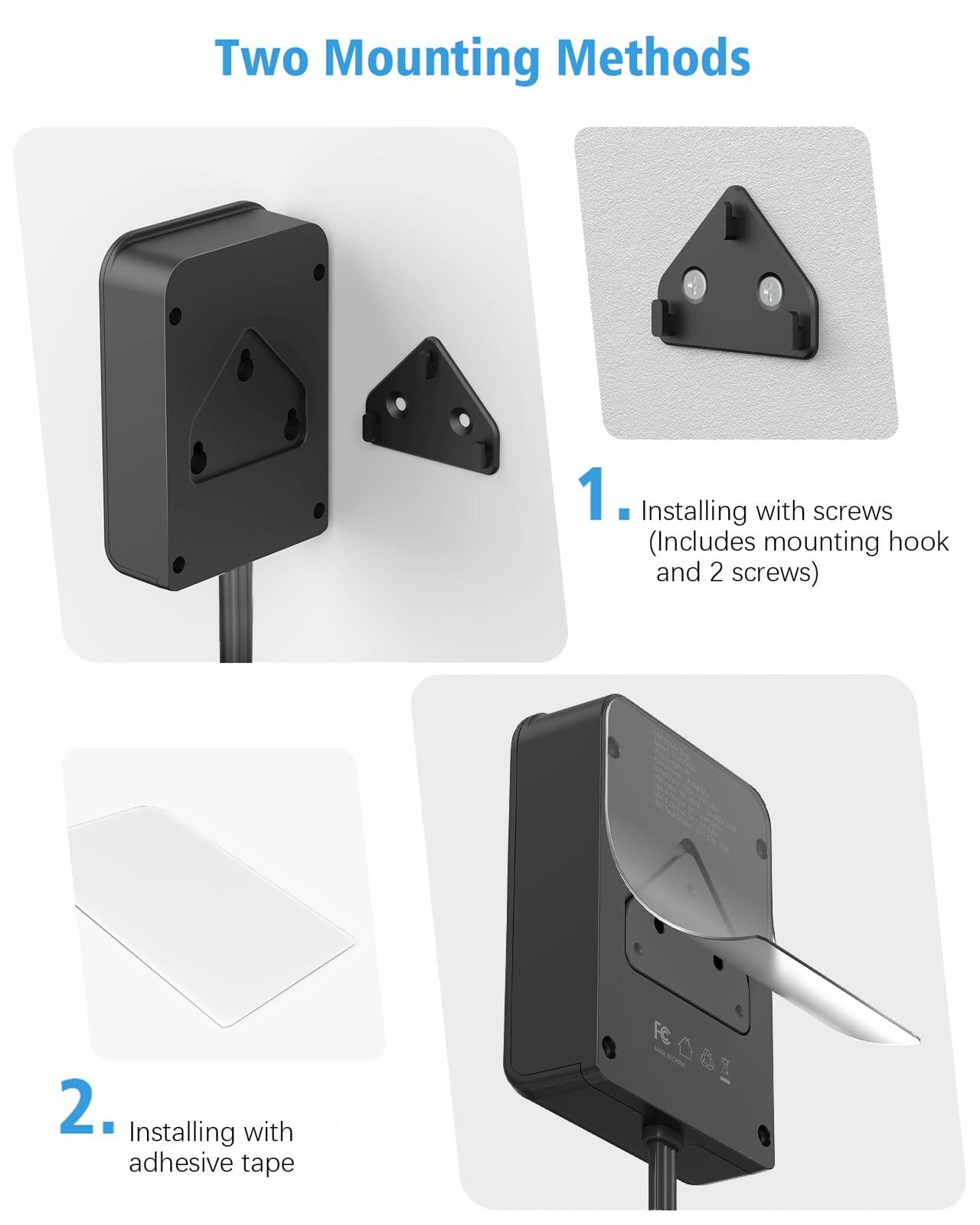 Flat Electrical Outlet Extender with USB C Ports, 4 Outlet 3 USB Wall Plug, 6 ft Ultra Thin Extension Cord, Flat Plug Power Strip Surge Protector for Home, Office. Black - Image 4