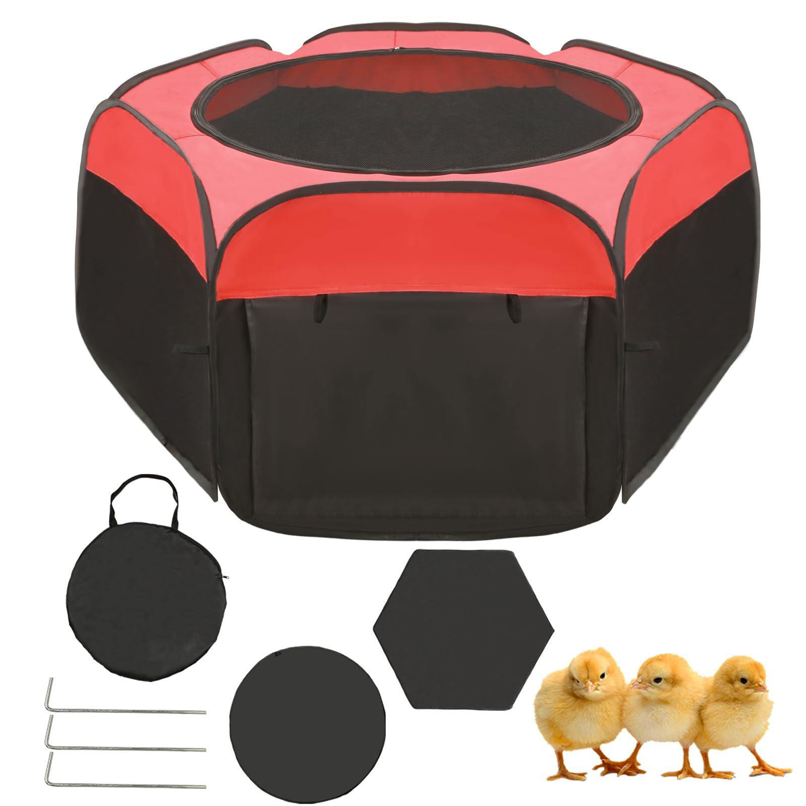 Chicken Brooder Box for Chick Starter Kit - 2025 Upgrade Double Door Chick Brooder Pen/Chicken Playpen/Chick Tent Baby Chickens Supplies Up to 15 Baby Chicks,Duck,Quail