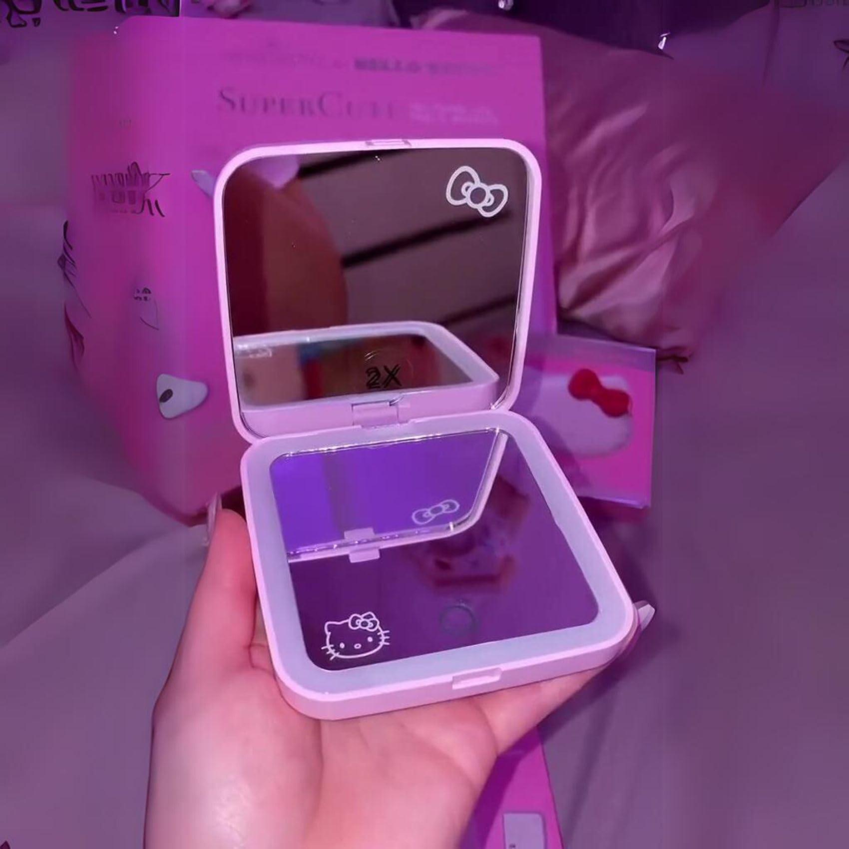 Impressions Vanity Hello Kitty Supercute Compact Mirror with Touch Sensor Switch for Adjustable Brightness, Lighted Makeup Mirror with LED Lights and 2X Magnifying Mirror Top (Pink) - Image 7