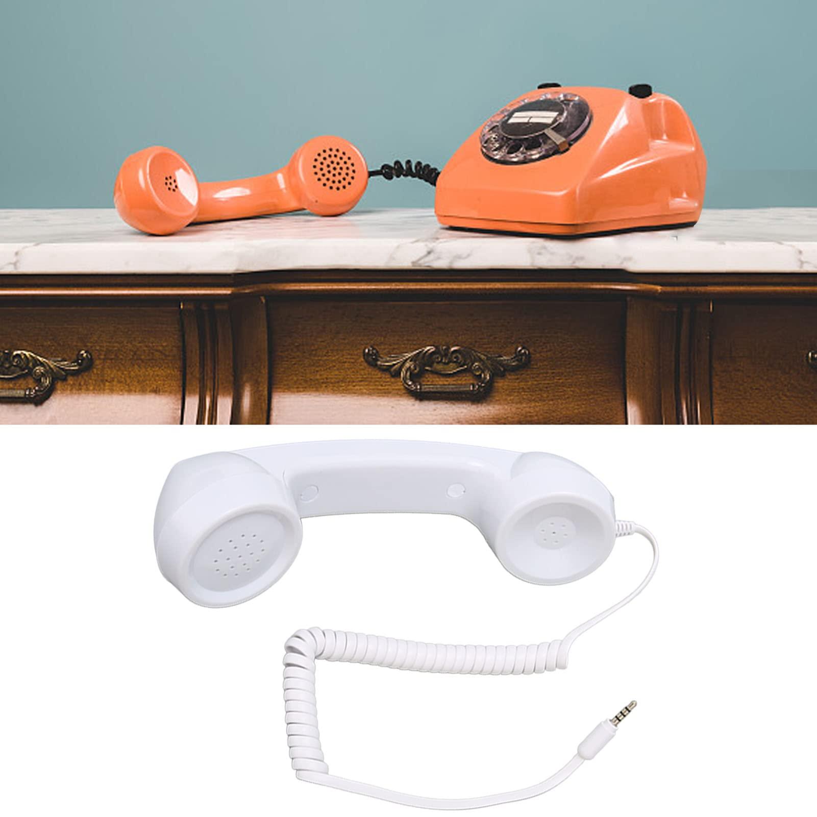 Retro 3.5mm Telephone Handset, Cell Phone Handset , Microphone Handset for Mobile Phone, Cell Phone Receiver Mini Handheld Receiver Cell Phone for Mobile Phones Computers (White) - Image 3