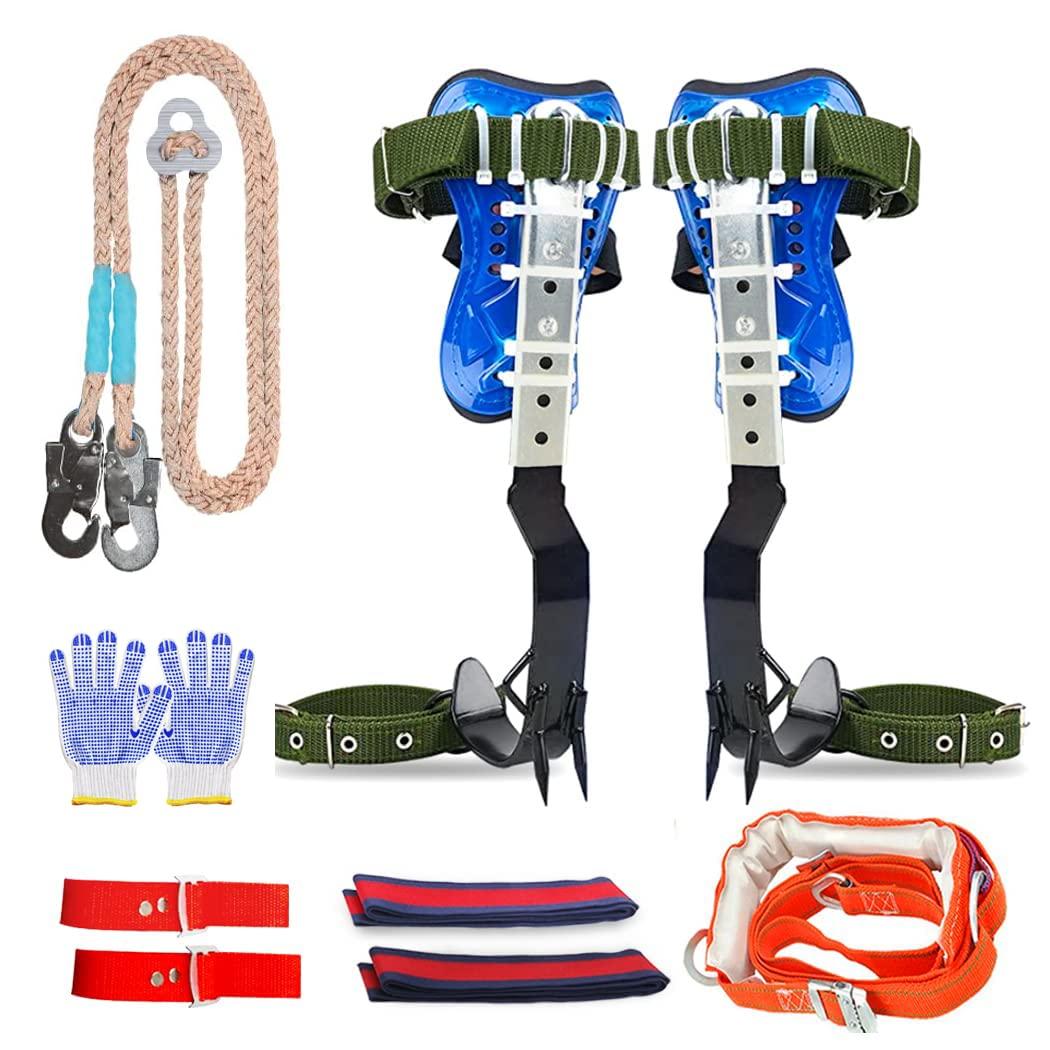 RANLOVE Tree Climbing Spikes Set, 304 Stainless Steel Adjustable Tree Climbing Spike 2 Gears and Non-Slip Pedal Trees, Picking Fruit