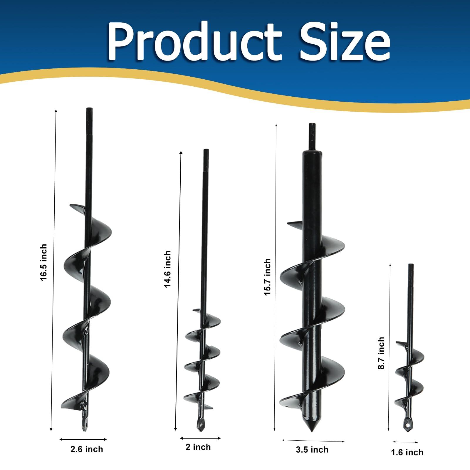 PDDYIER Auger Drill Bit for Planting Set of 4, Garden Ground Earth Spiral Drill Bit for 3/8" Hex Drive Drill, for Post Hole Digger Bulb Bedding Digging Plant Rapid Planter - Image 2