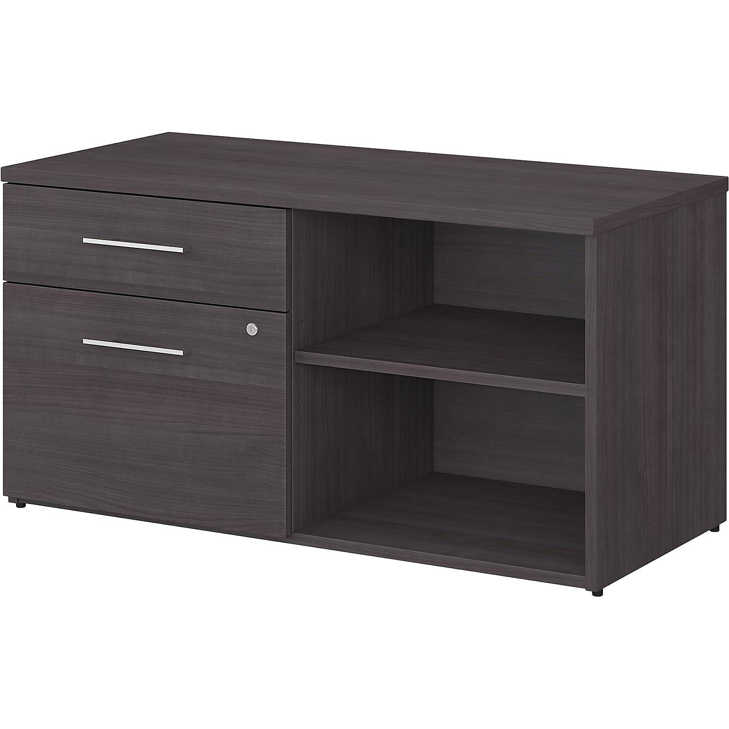 Bush Business Furniture Office 500 Low Storage Cabinet with Drawers and Shelves in Storm Gray