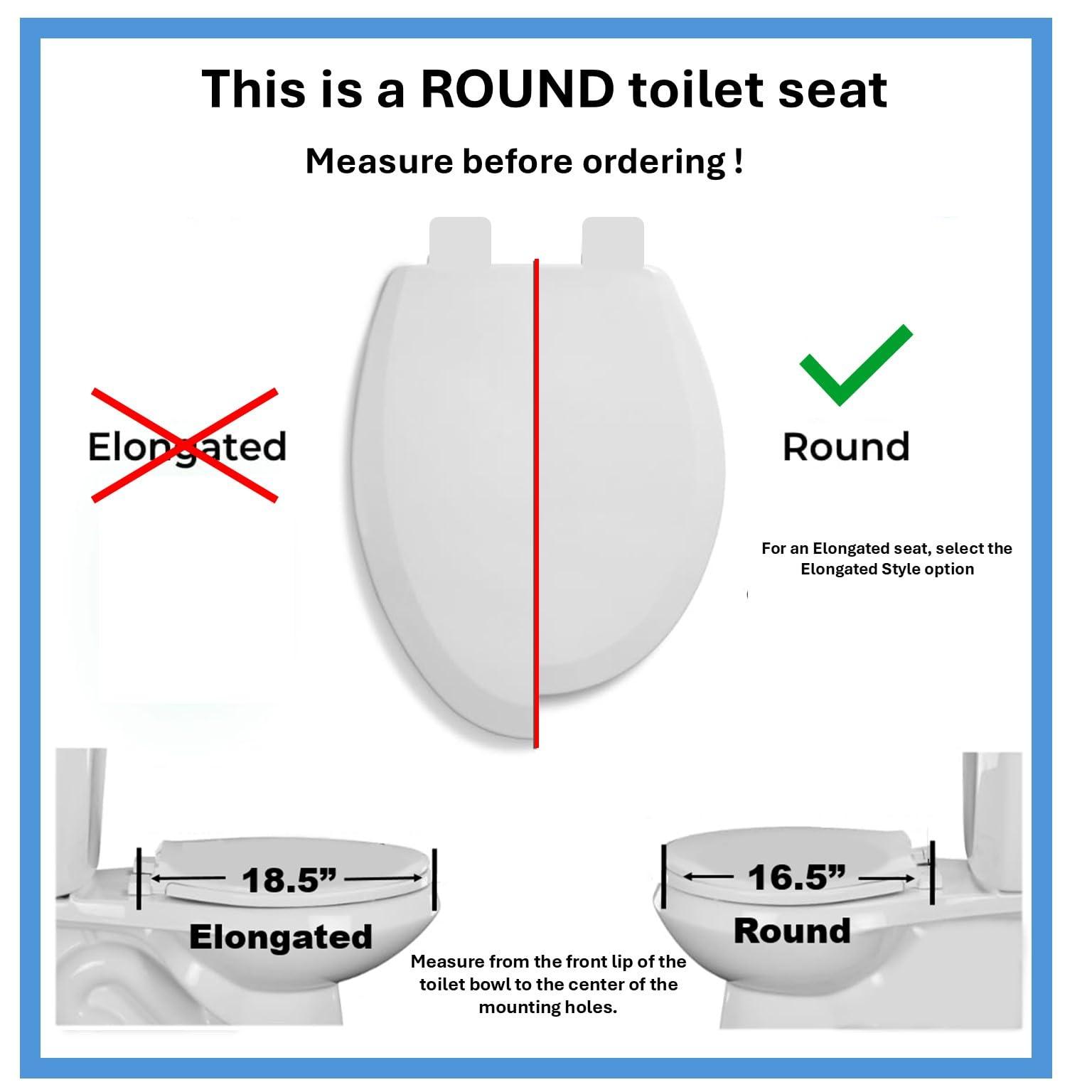 Bath Décor 5Q1R2-15BN Solid Oak Traditional Design Toilet Seat with Solid Metal Hinges, Round, Cherry with Brushed Nickel - Image 3