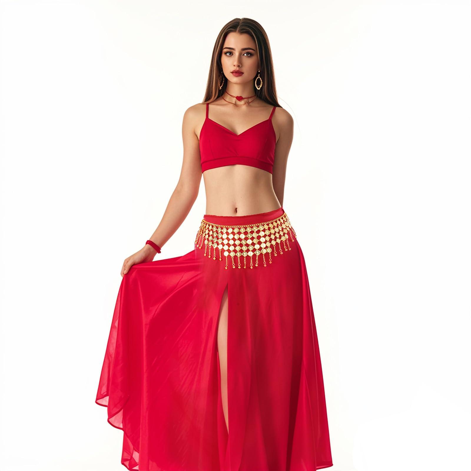 Topbuti Coins Belly Dance Hip Scarf Belt Belly Dancing Coins Skirts Chain Belt for Bellydance Halloween Costume Accessory - Image 6