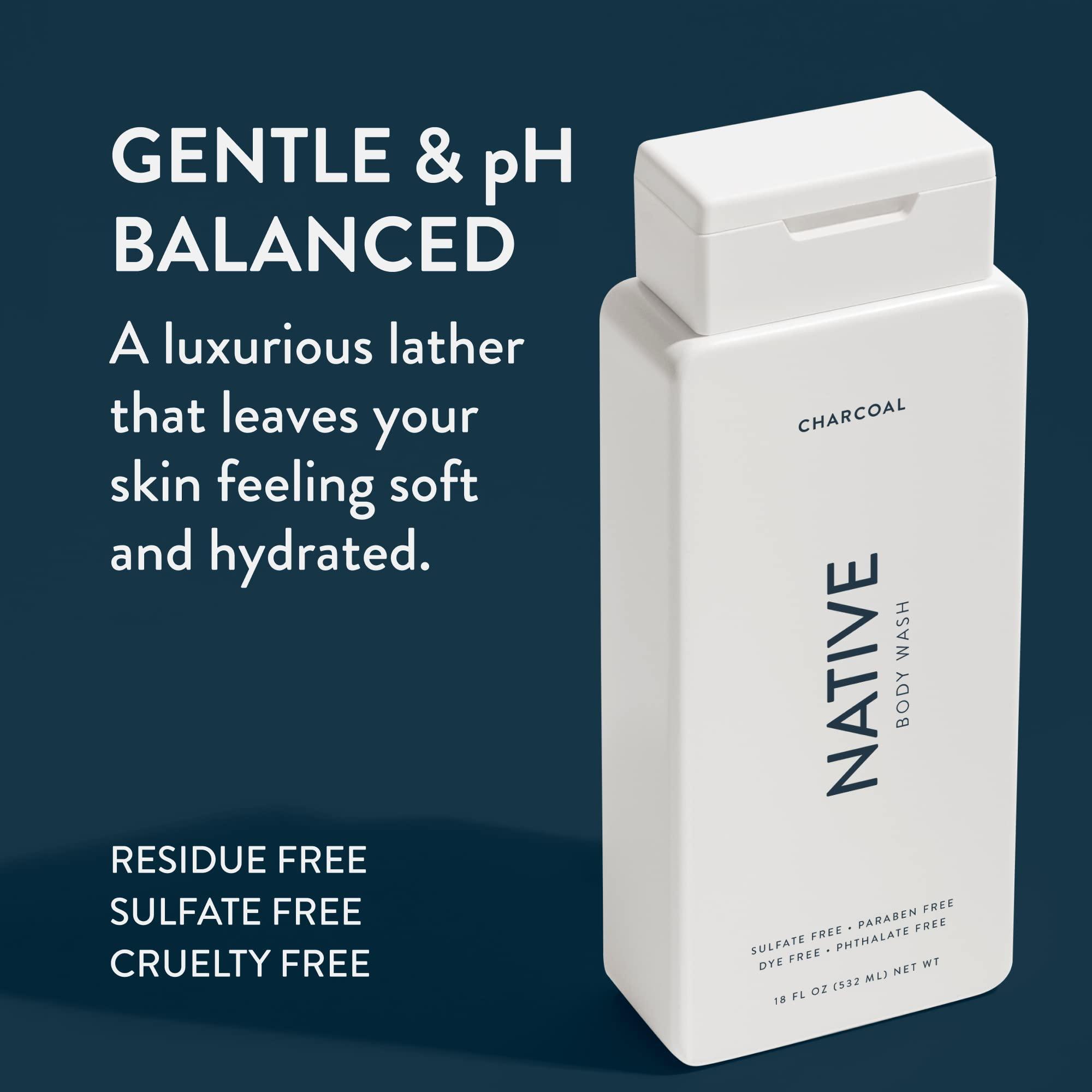 Native Body Wash and Deodorant Bundle - Men & Women - Sulfate Free, Dye Free, with Naturally Derived Clean Ingredients - Charcoal - Image 2