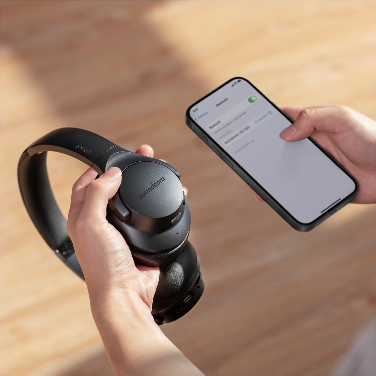 Soundcore Anker Life Q20 Hybrid Active Noise Cancelling Headphones, Wireless Over Ear Bluetooth Headphones, 70H Playtime, Hi-Res Audio, Deep Bass, Memory Foam Ear Cups, Travel, Office - Image 5