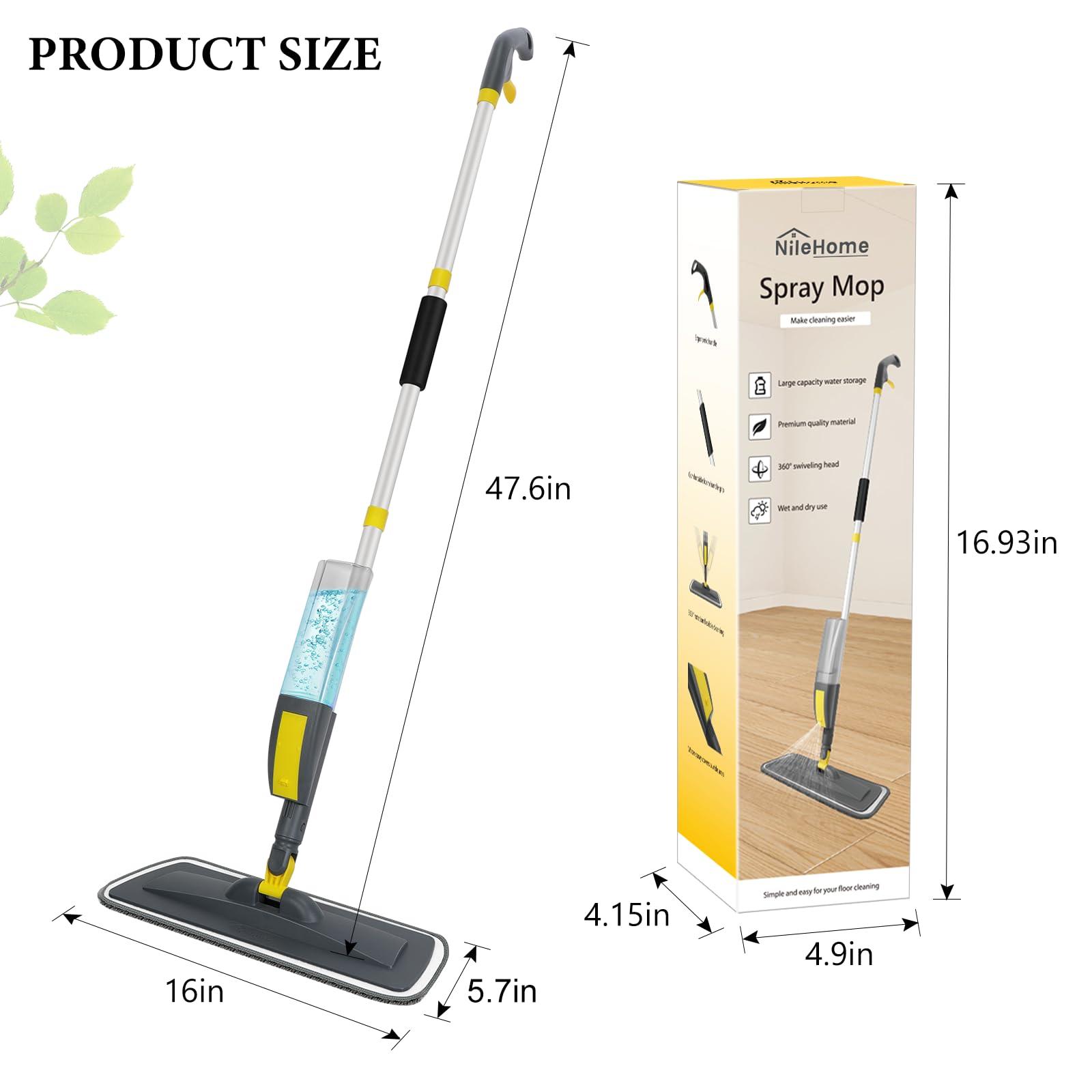 NileHome Mops for Floor Cleaning, Spray Mop with 400ml Refillable Bottle and 2 Replacement Pads Dry Wet for Household or Commercial Use Dust Mop for Hardwood Laminate Tile Ceramic - Image 2