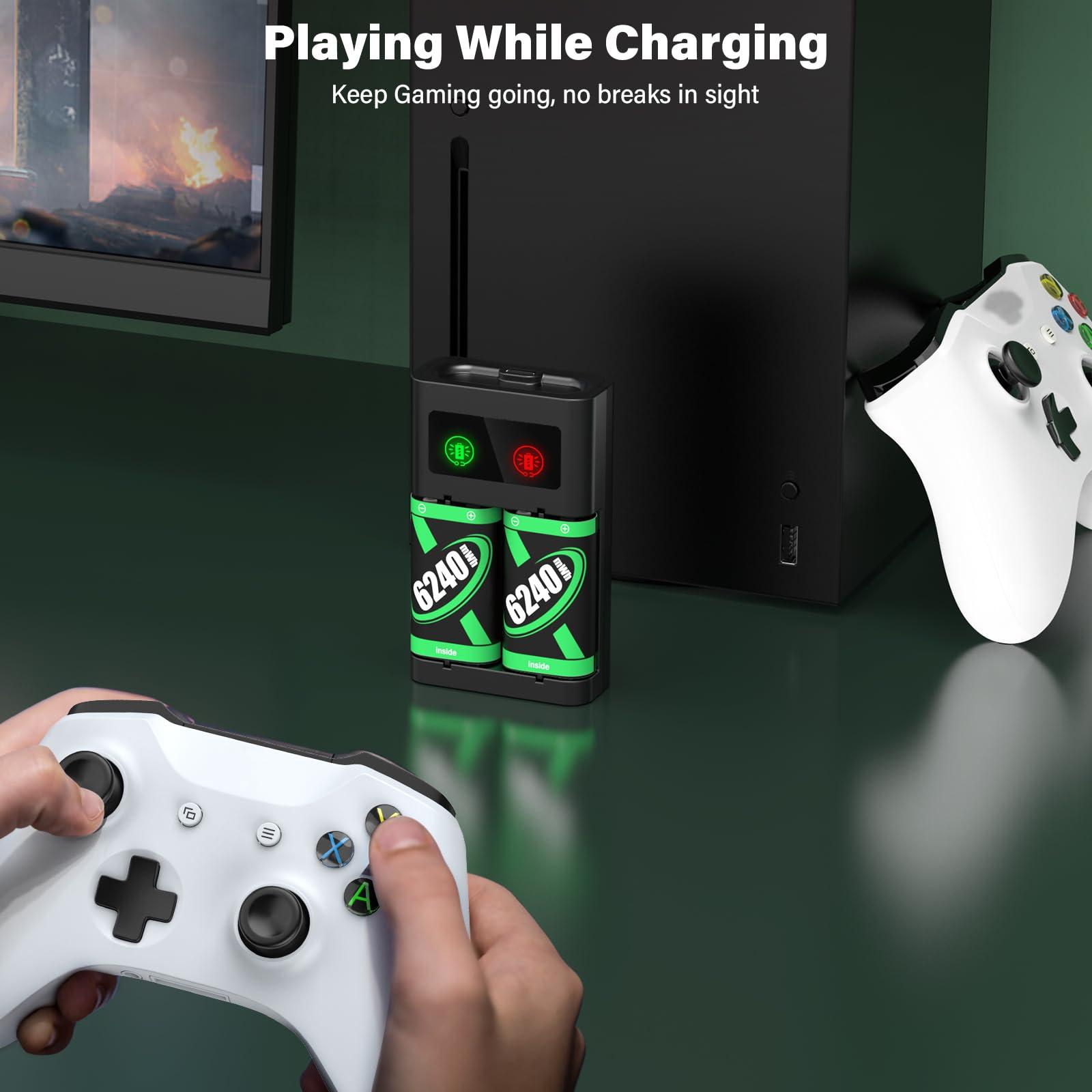Rechargeable Battery Pack for Xbox Controller, 2x6240mWh Rechargeable Batteries Pack for Xbox One/Xbox Series X|S Xbox One S/Xbox One X/Xbox One Elite Controller Accessories Play and Charge Kit - Image 9