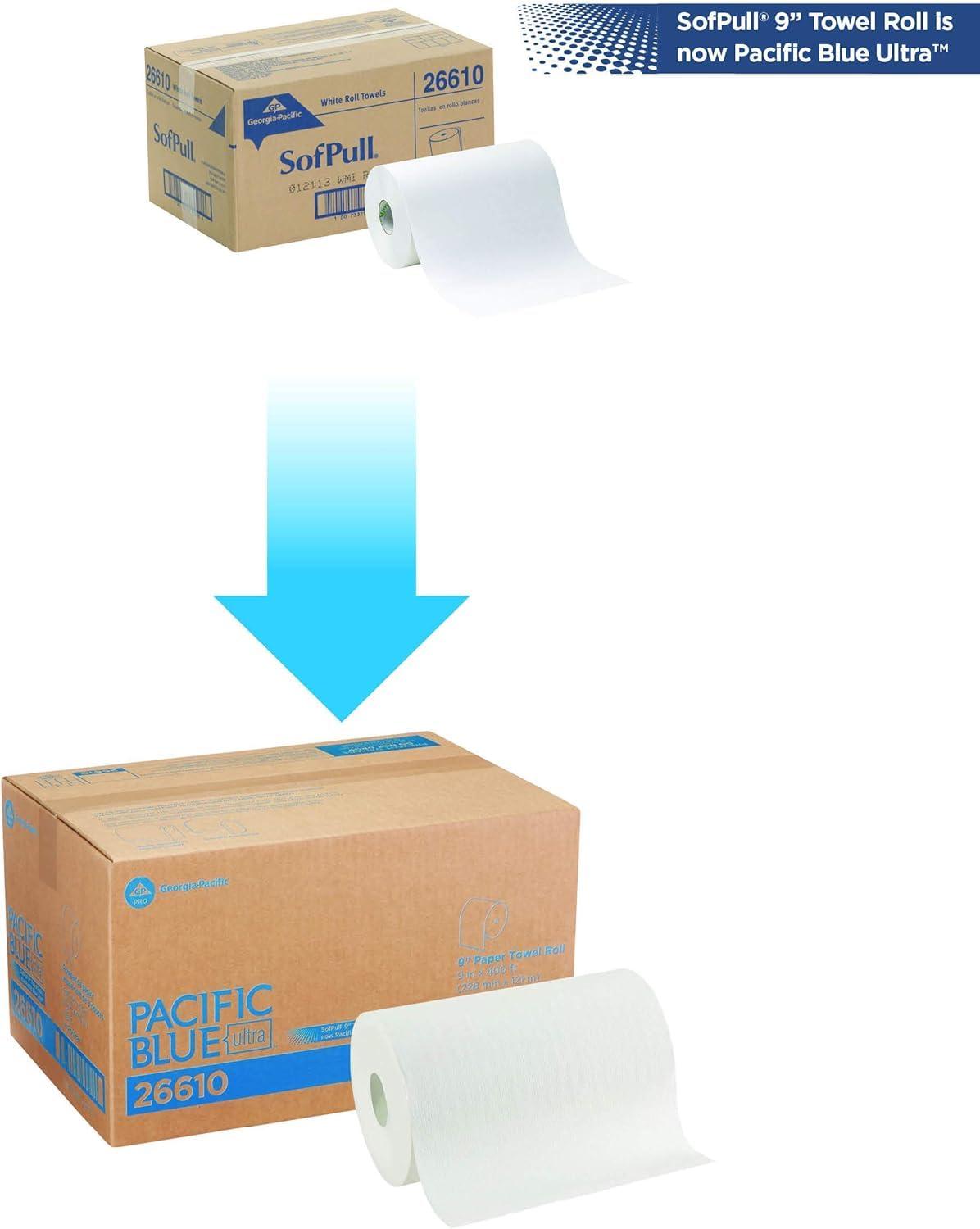 Pacific Blue Ultra 9” Paper Towel Roll (Previously Branded SofPull) by GP PRO (Georgia-Pacific), White, 26610, 400 Feet Roll - Image 5