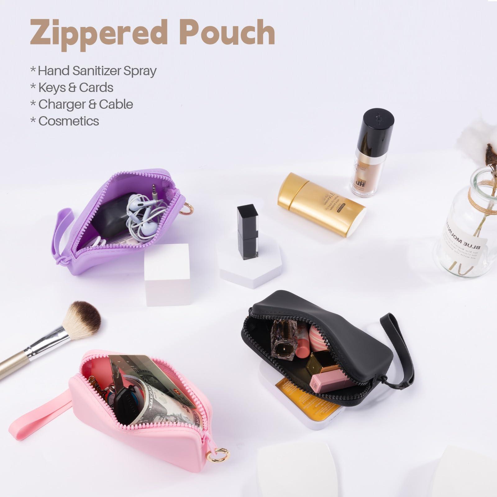 Playexen Hand Sanitizer Spray Case Compatible with T0uch-land, Silicone Hand Sanitizer Holder Bag with Ring Buckle, Zippered Pouch for Glow Mist and Power Mist (Pink) - Image 4