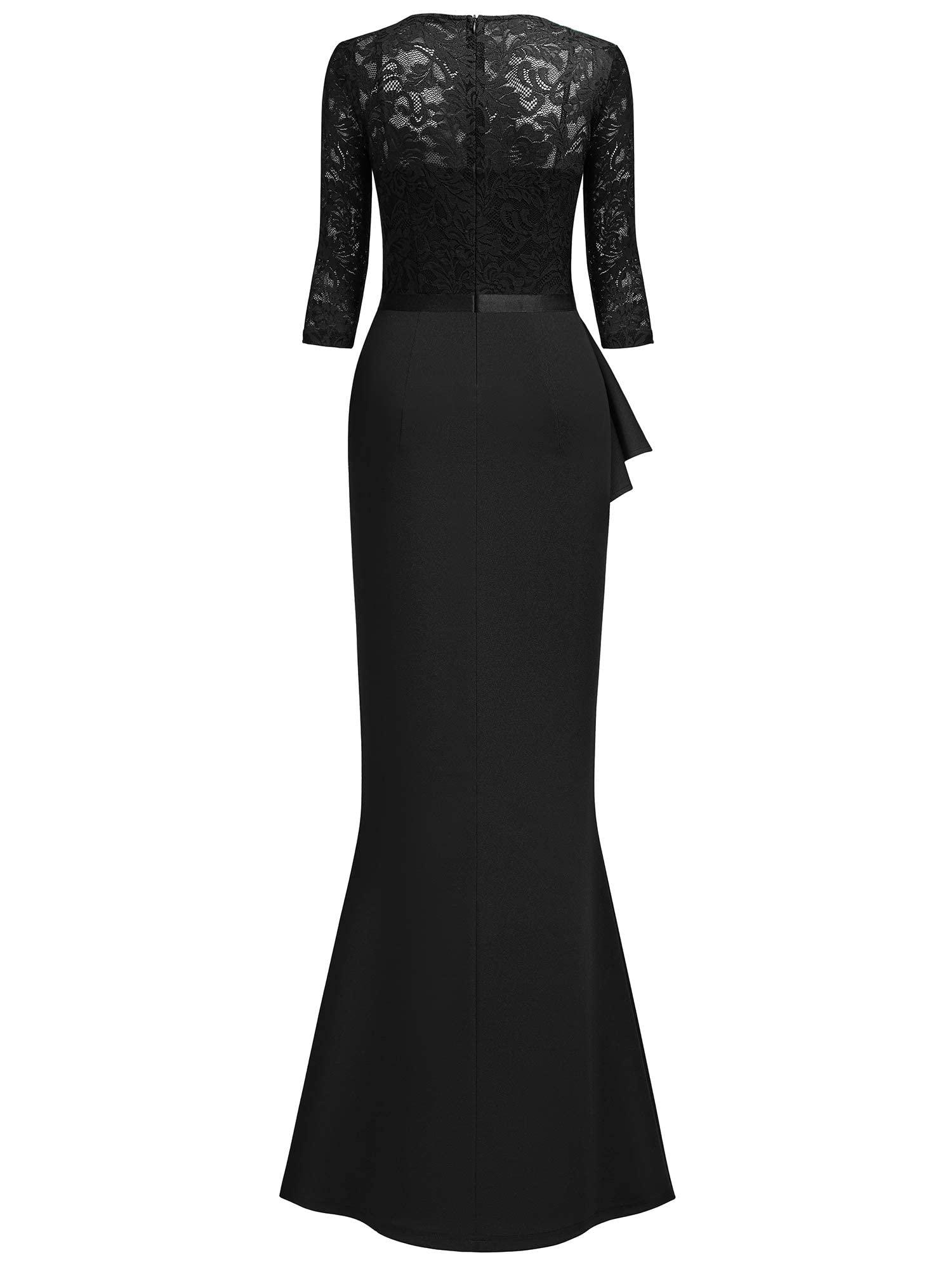 MISSMAY Women's Vintage Floral Lace Ruffle Half Sleeve Evening Party Formal Long Dress - Image 6