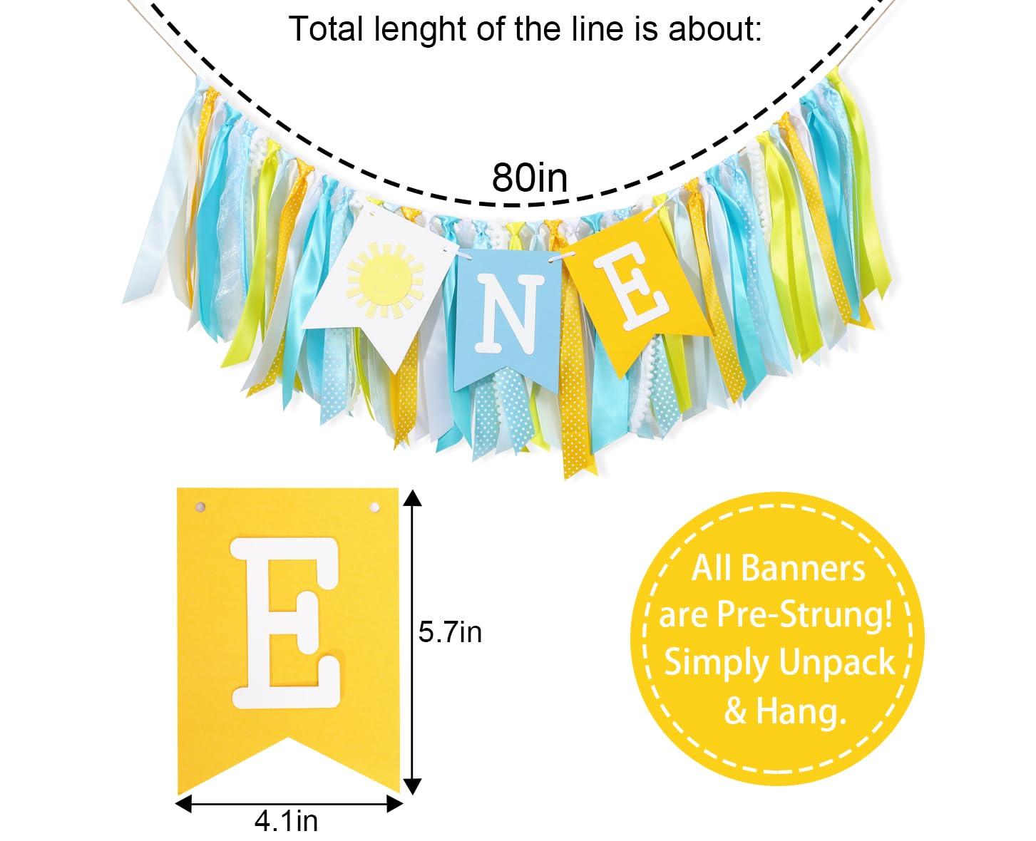 First Trip Around The Sun 1st Birthday HIgh Chair Banner - You Are My Sunshine ONE High chair Banner, Sunshine First Birthday Decoration, Boho Sum Party Supplies, Photo Props Cake Smash for Baby Boy - Image 3