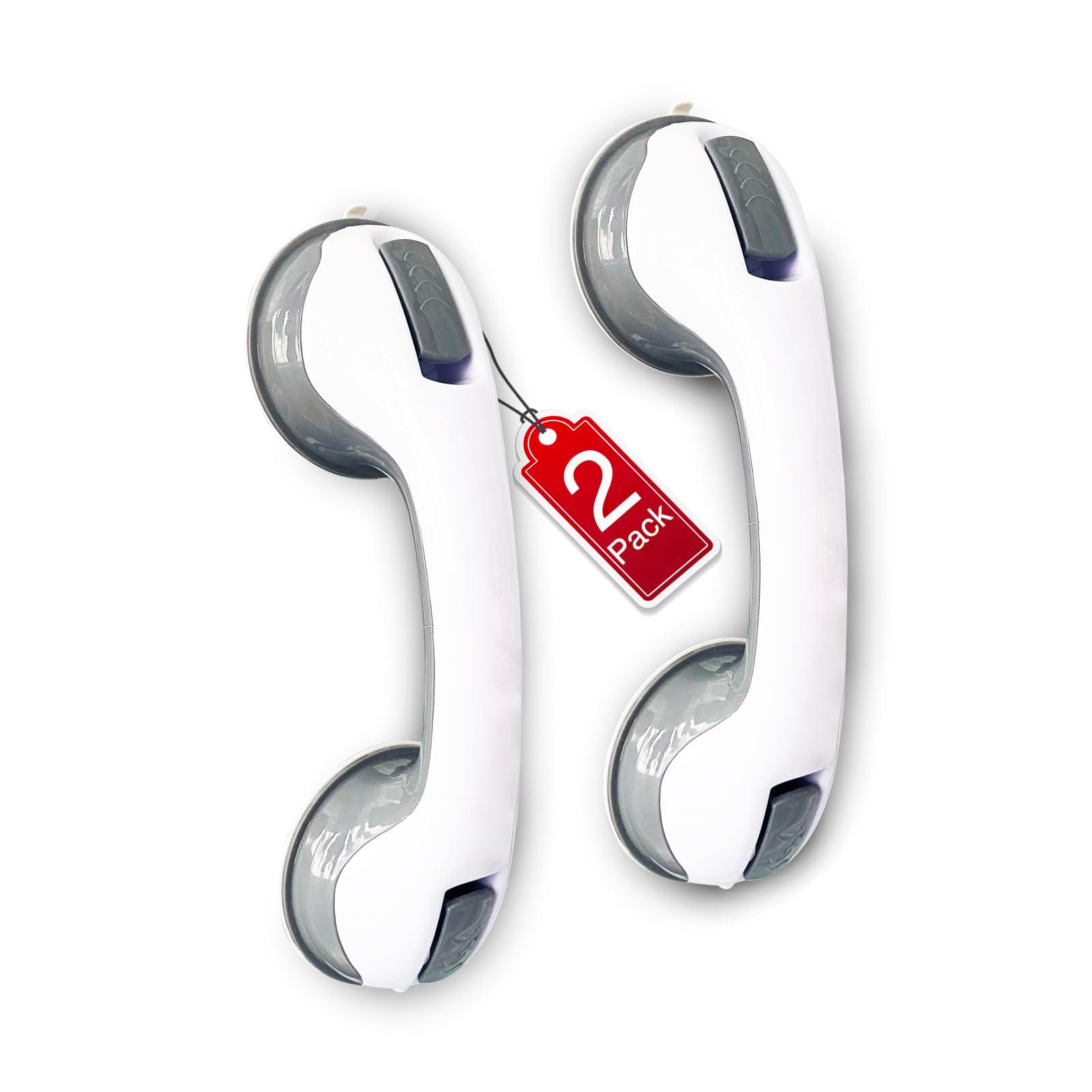 2 Pack Grab Bars for Bathtubs & Showers - Strong Suction Shower Handle, Safety Grab Bars for Seniors & Handicap, Elderly Accessories