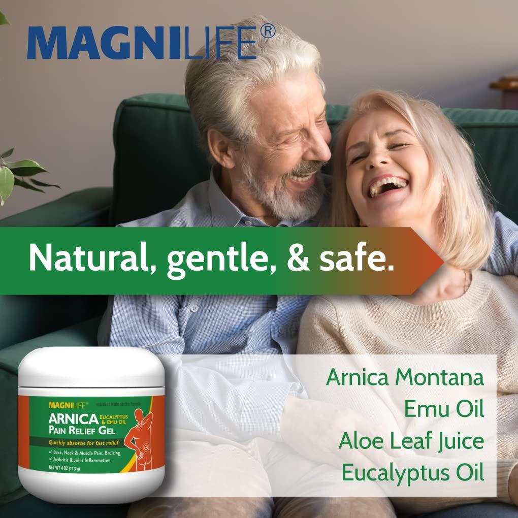 MagniLife Arnica Pain Relief Gel, Fast Acting Neck and Back Pain Relief, with Eucalyptus and Emu Oil to Soothe Soreness, Inflammation and Discomfort - 4oz - Image 4