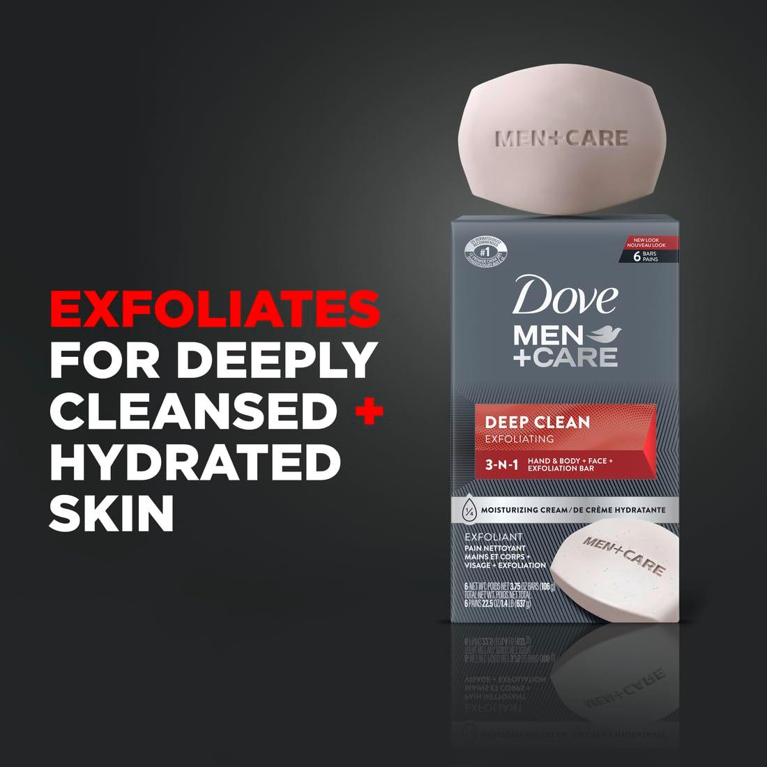 Dove Men+Care Body Soap and Face Bar More Moisturizing Than Bar Soap Deep Clean Effectively Washes Away Bacteria, Nourishes Your Skin 3.75 Ounce (Pack of 6) - Image 3