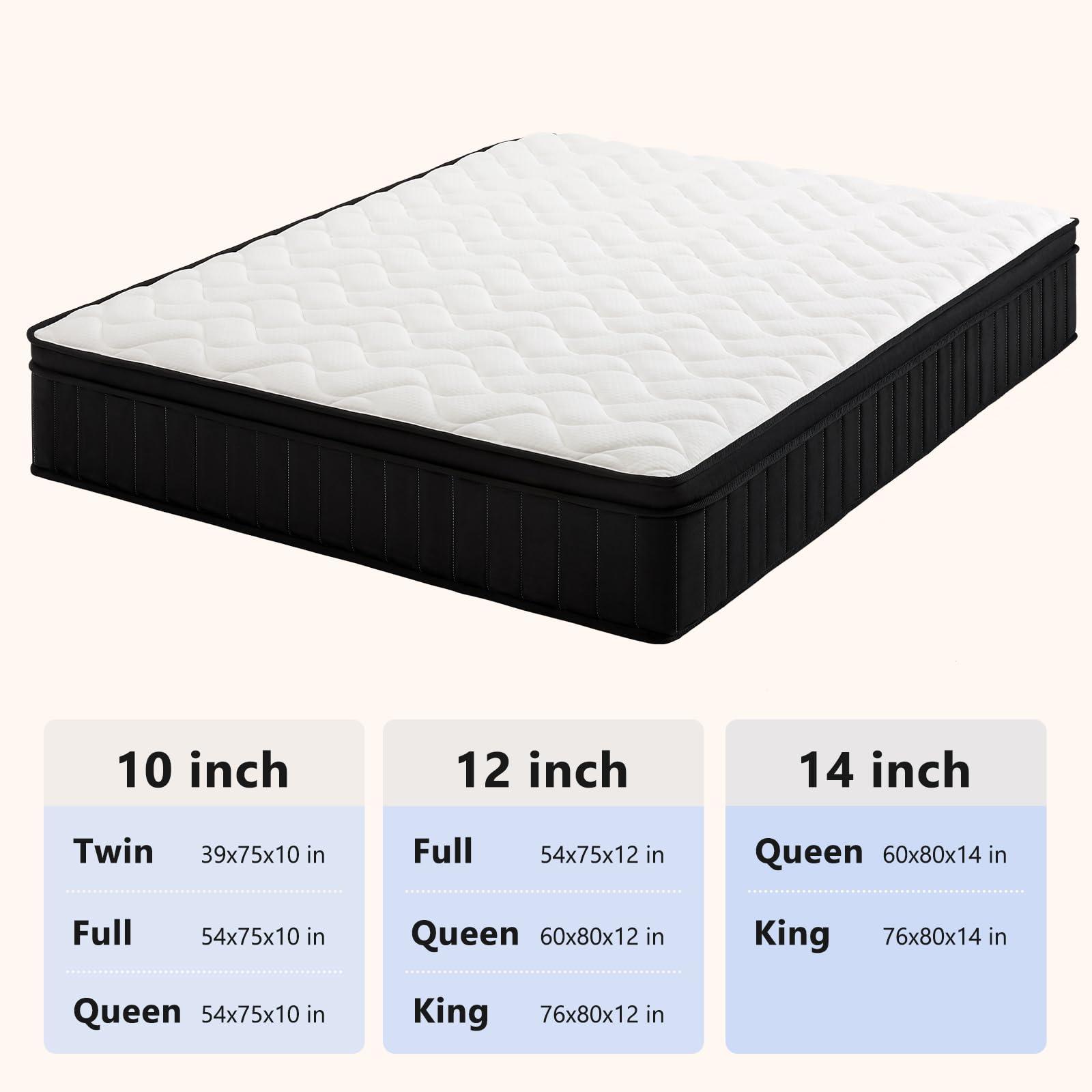 Queen Mattress 12 Inch Hybrid Mattresses with Memory Foam - Mattress in a Box with Individual Pocket Spring - Medium Firm Sleep Support Pressure Relief CertiPUR-US Certified 12 Inch Queen - Image 8