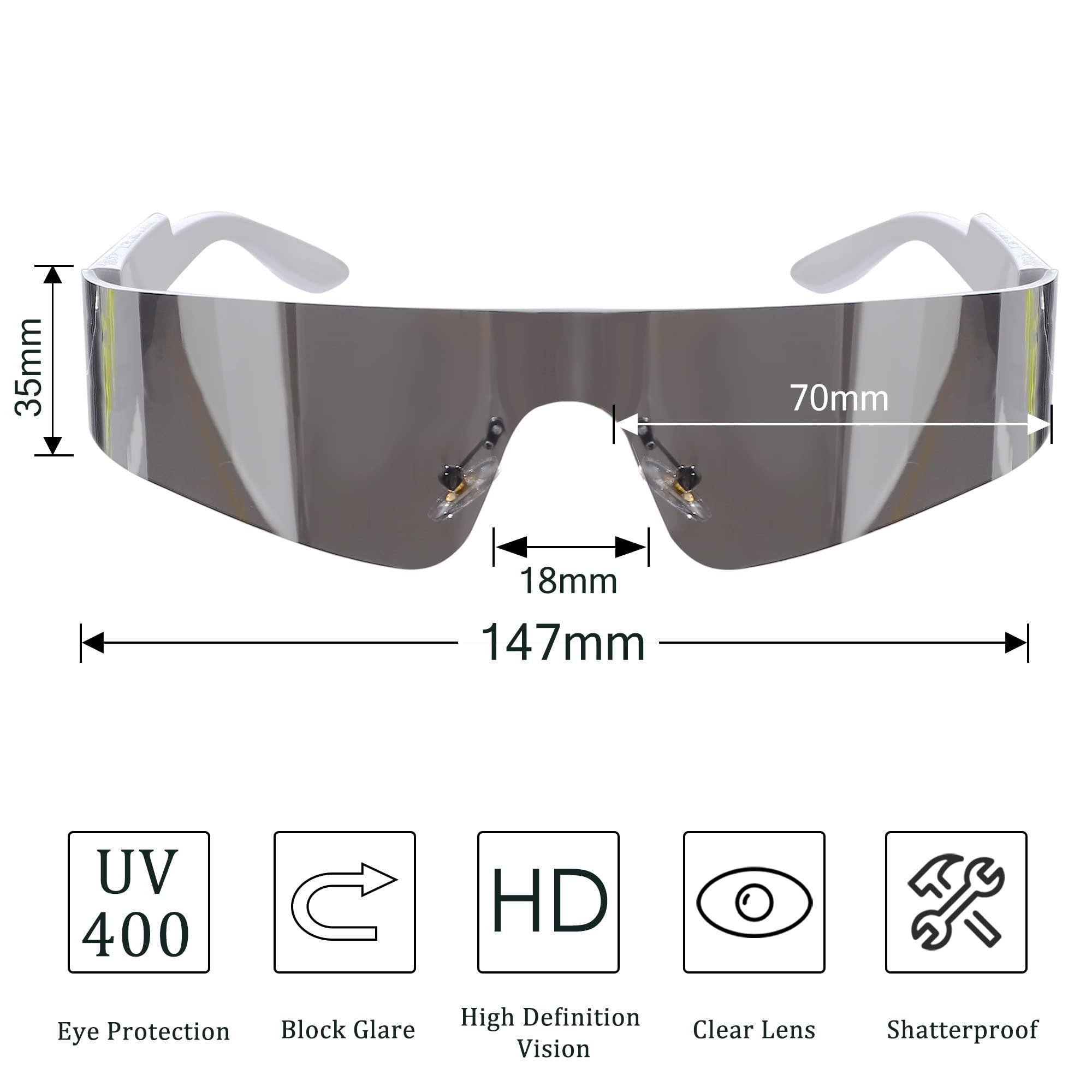 Crazy Feng Trendy Rimless Futuristic Wrap Around Sunglasses Women Men,Cyberpunk Visor Sunglasses Shades Fashion Eyeglasses - Image 2