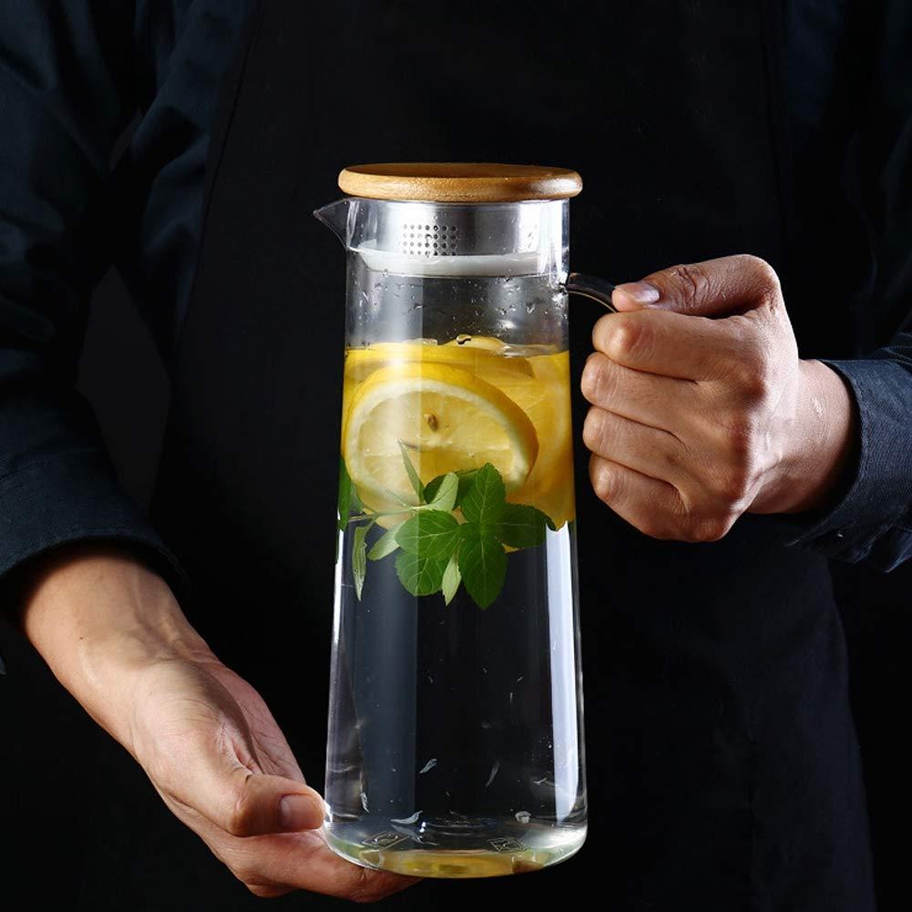Acrylic Water Pitcher with Lid, 40 Oz Plastic Transparent Iced Tea Water Jug Drink Pitcher Beverage Carafe Pitchers for Juice Tea Coffee Milk(Bamboo Lid) - Image 4