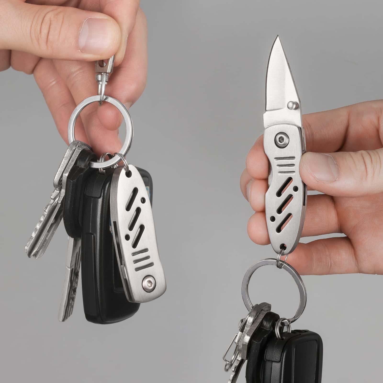 BARRYSAIL Mini Keychain Knife, 2pcs Small Folding Pocket Knives with Liner Lock, 1.6 Inch Blade, Every Day Carry Tool for Father's Day Gift (Silver) - Image 4