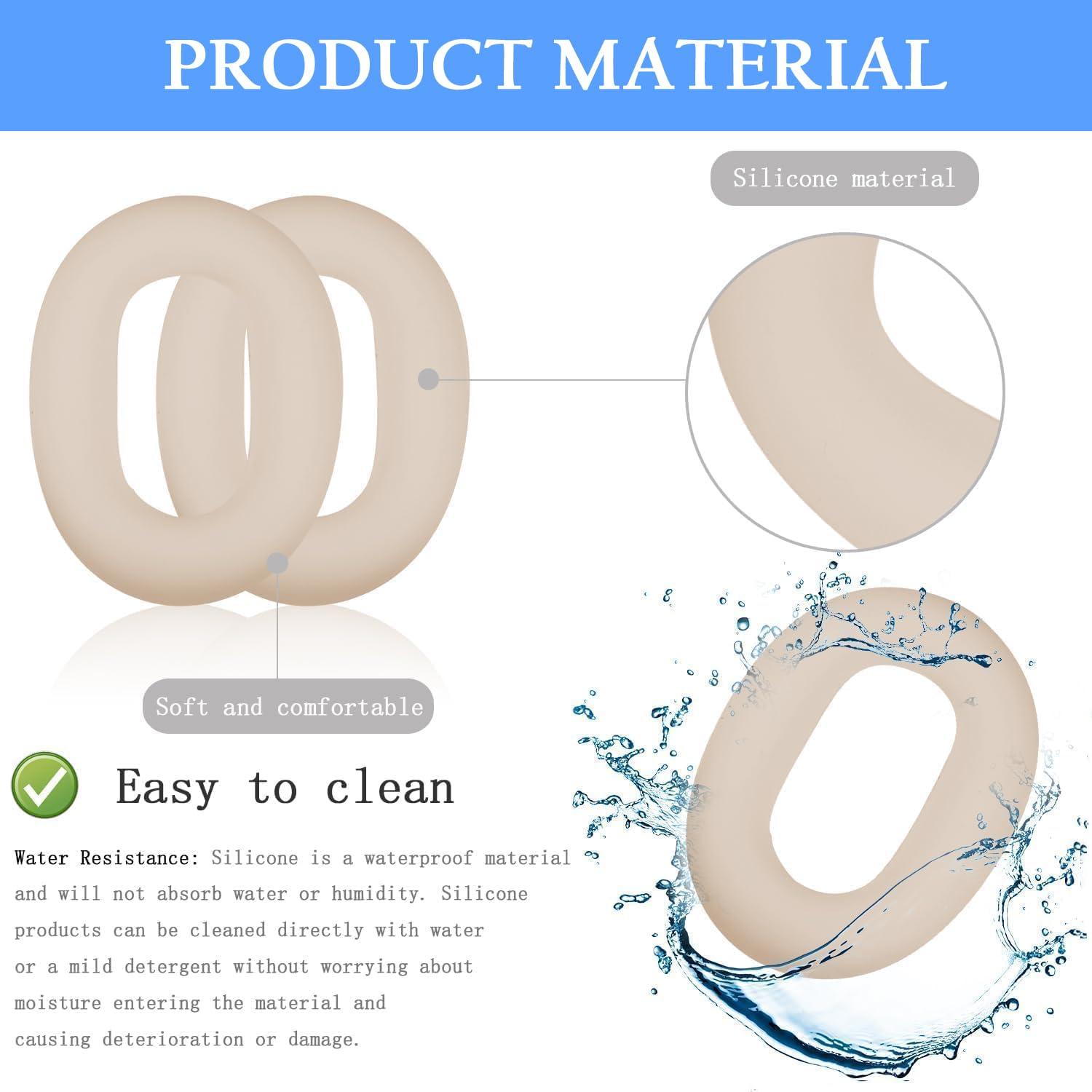 Adhiper 3Sets Silicone Sweat Case Cover for Sony WH-1000XM5 Headphones, Embody XM5 Earpad Cover/Ear Covers/Headband Cover Protector, Washable Sweatproof Soft Silicone Headphone Accessories（Off White） - Image 5