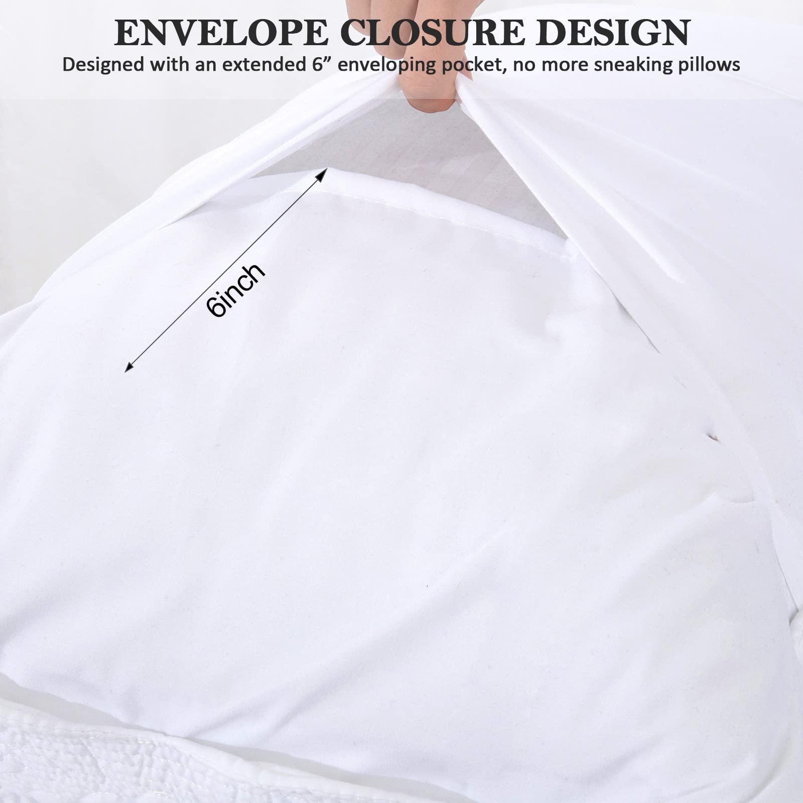 BOSOWOS Quilted Pillow Shams Set of 2, Decorative Microfiber Queen Bed Pillow Shams, Soft Breathable Pillow Covers with Envelope Closure (White, 2Pcs:20 x 30inch) - Image 3