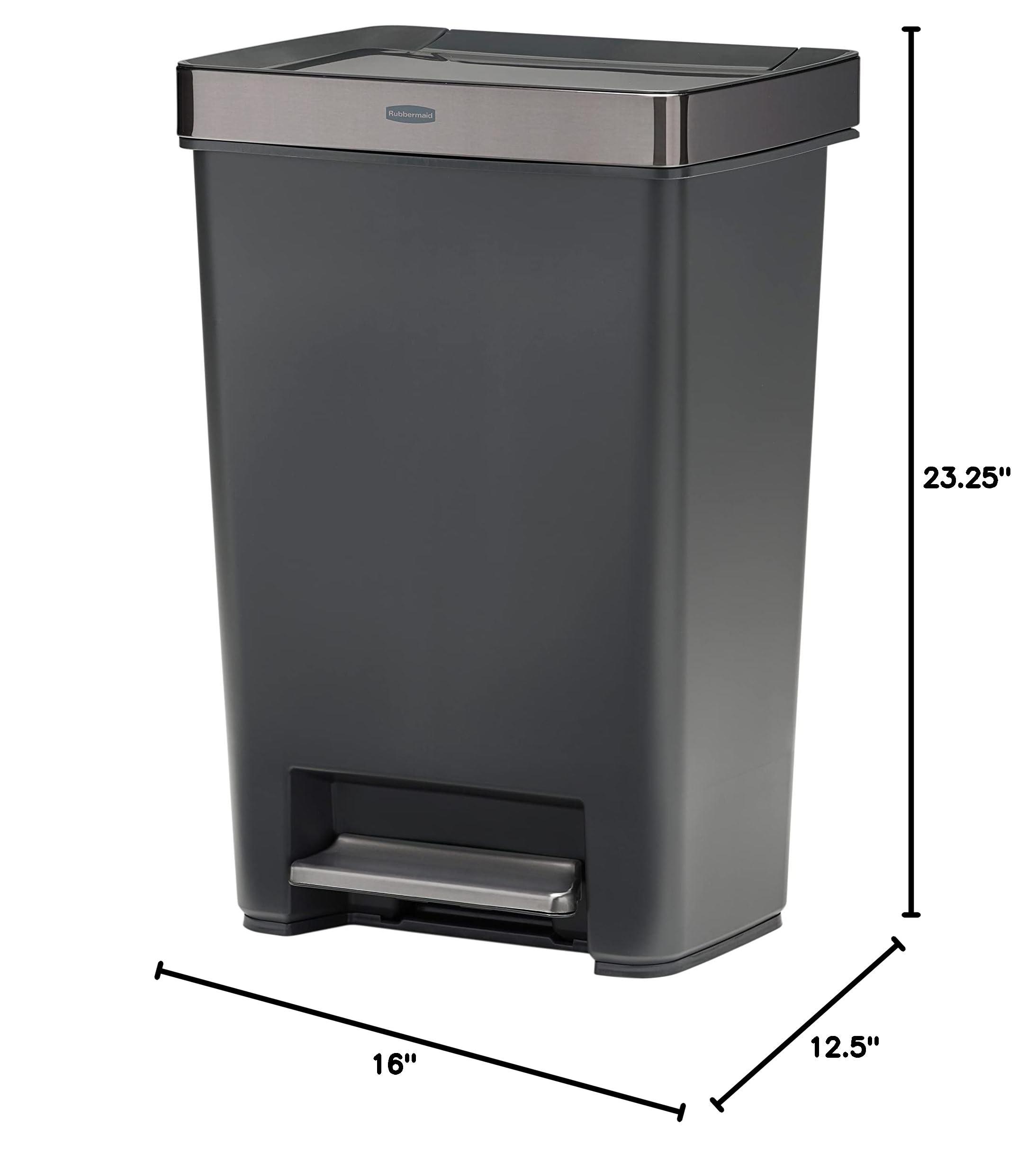 Rubbermaid Premier Series IV Step-On Trash Can for Home and Kitchen, 12.4 Gallon, Stainless Steel Lid Charcoal, for Home/Kitchen/Garage/Apartment/Office - Image 3