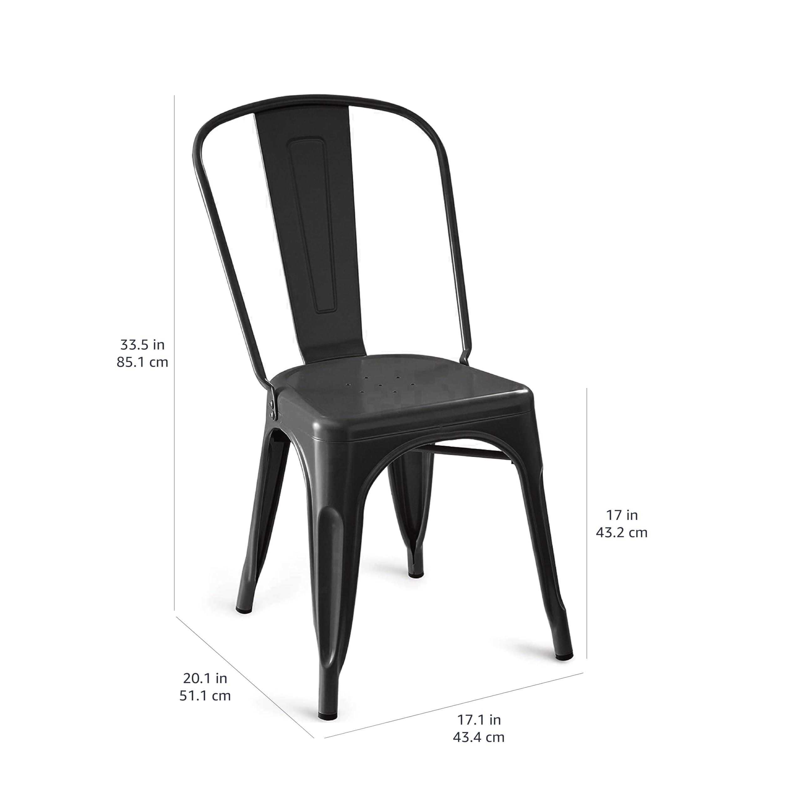 Amazon Basics Metal Dining Chairs, Matte Black, 1 Count (Pack of 4) - Image 3