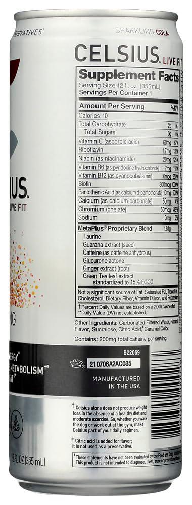 CELSIUS Sparkling Cola, Functional Essential Energy Drink 12 Fl Oz (Pack of 24) - Image 4