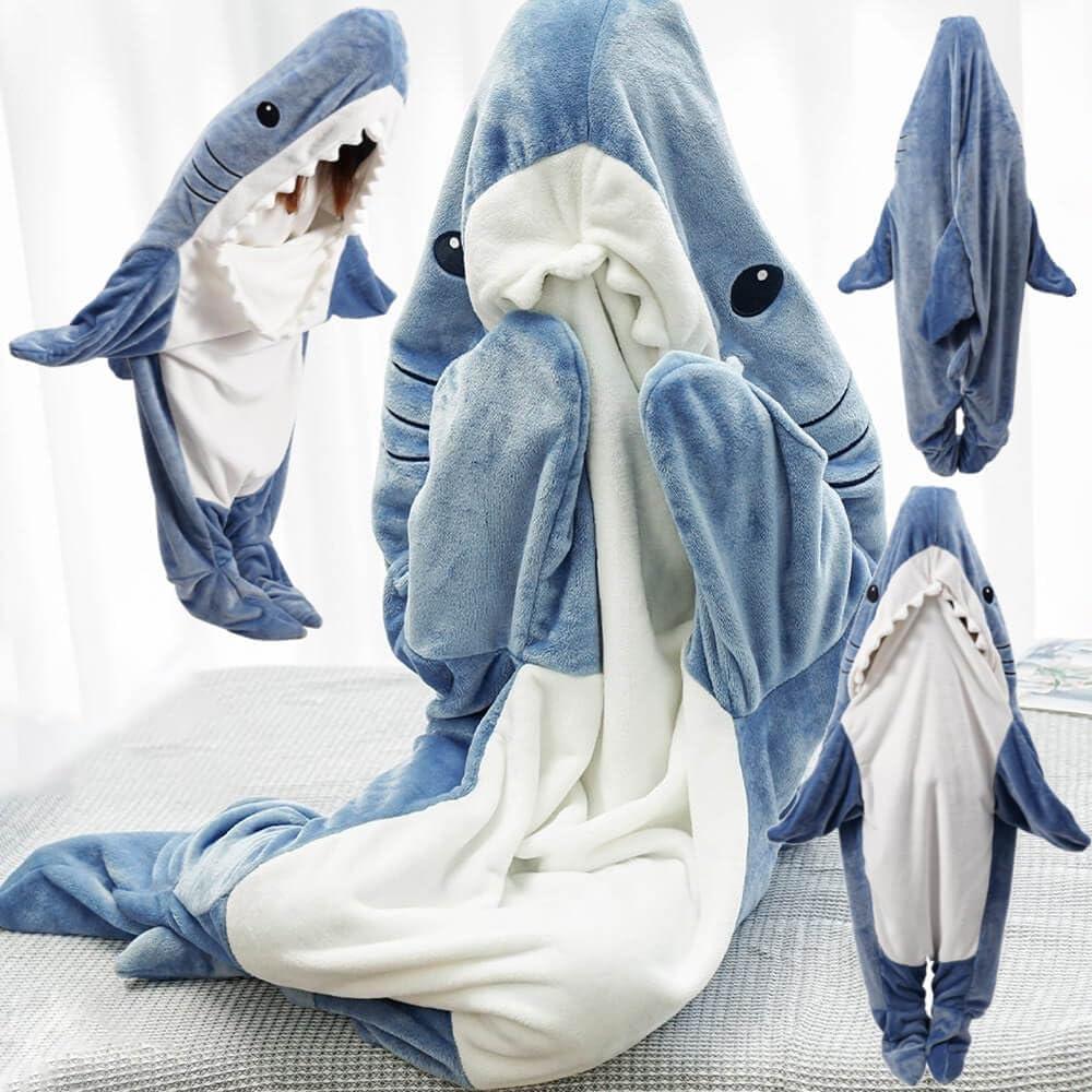 inkArts Shark Blanket Hoodie Onesie for Adult & Kid, Wearable Shark Sleeping Bag, Soft Cozy Onesie Costume - Image 3