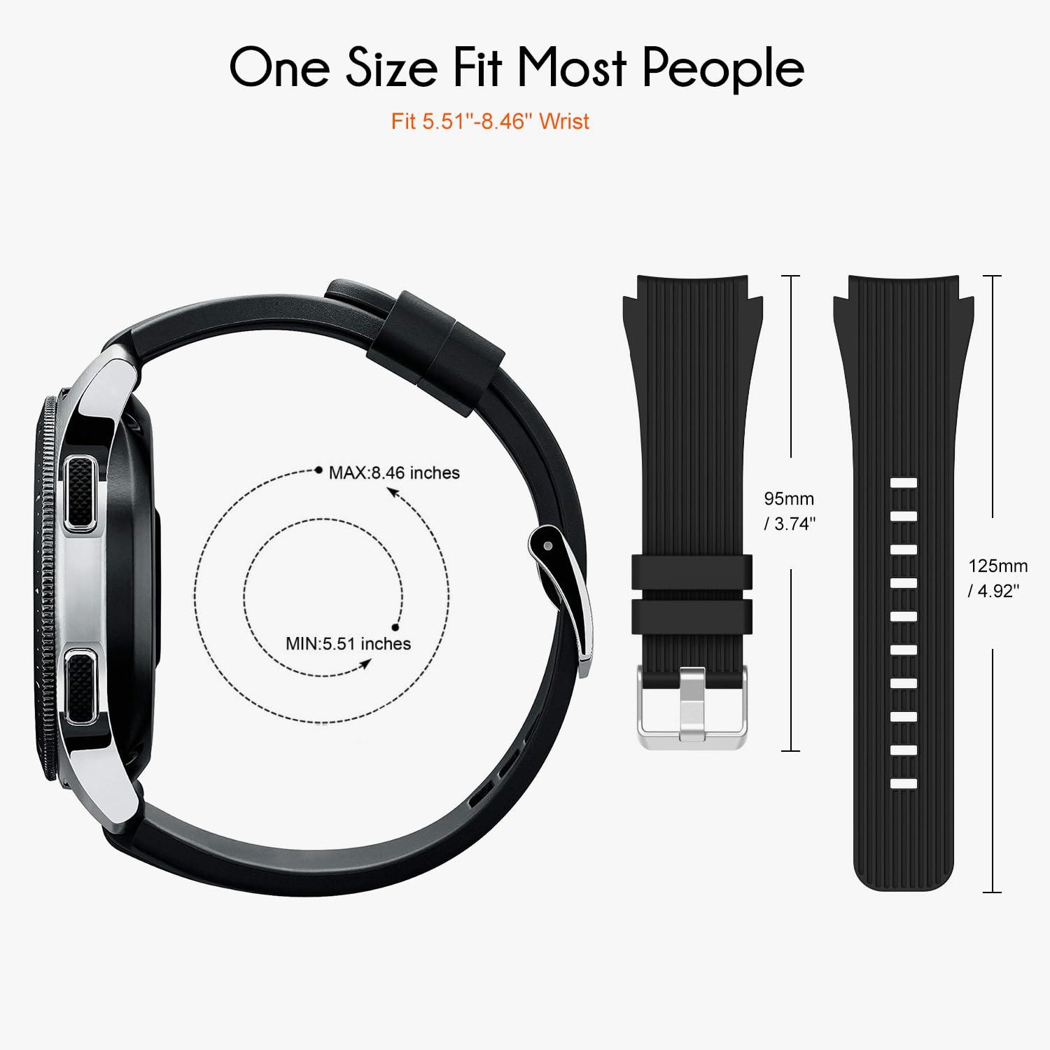 Nacorulu Band Compatible for Samsung Galaxy Watch 46mm/3 45mm/Gear S3 Classic/Frontier, 22mm Smart Watch Silicone Band for Women Men (2 Pack) - Image 3