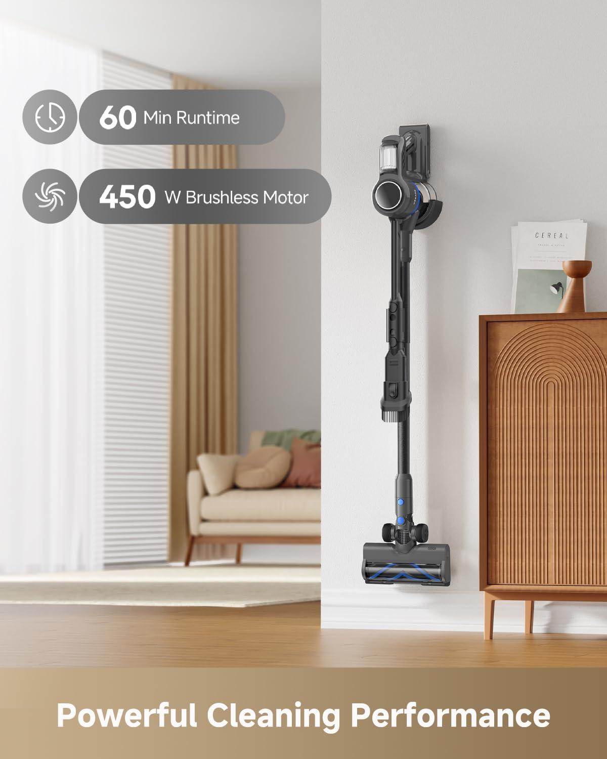 MOVA J30 Cordless Vacuum Cleaner,144AW Powerful Suction, 180° Folding Tube Cleans Corners, 4-in-1 Stick Vacuum, 60Min Runtime, Anti-Tangle Brush with Lights, Deep Clean Pet Hair, Hard Floor, Carpet - Image 2
