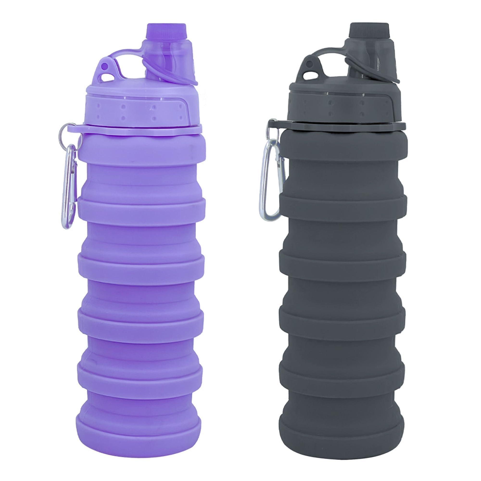 YCTMALL Collapsible Water Bottles Travel water bottle Sports Portable Sport Water Bottle Reusable Water Bottles comes with mountaineering Buckle 500ml silicone Water-proof camping water bottle