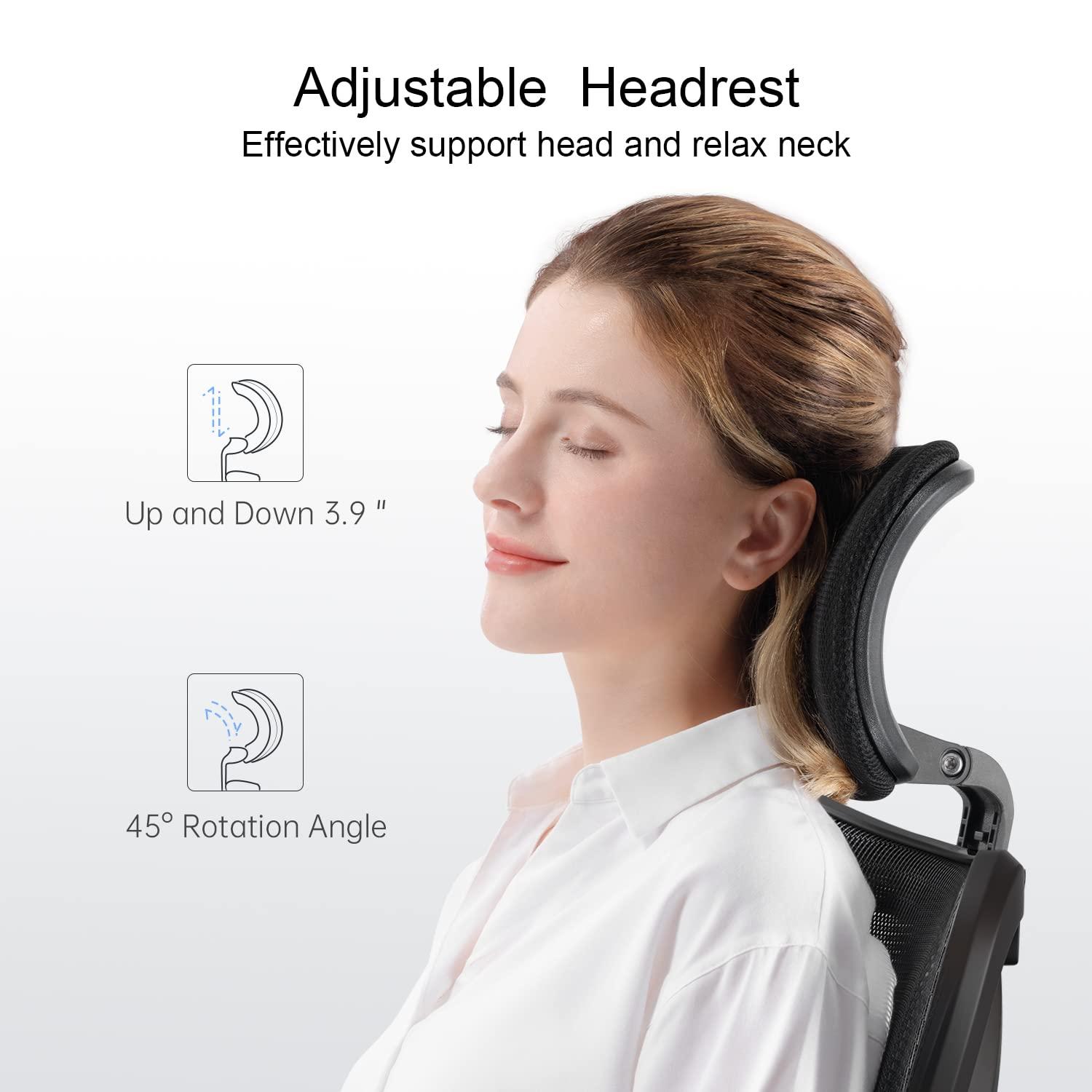 SIHOO M18 Ergonomic Office Chair for Big and Tall People Adjustable Headrest with 2D Armrest Lumbar Support and PU Wheels Swivel Tilt Function Black - Image 4