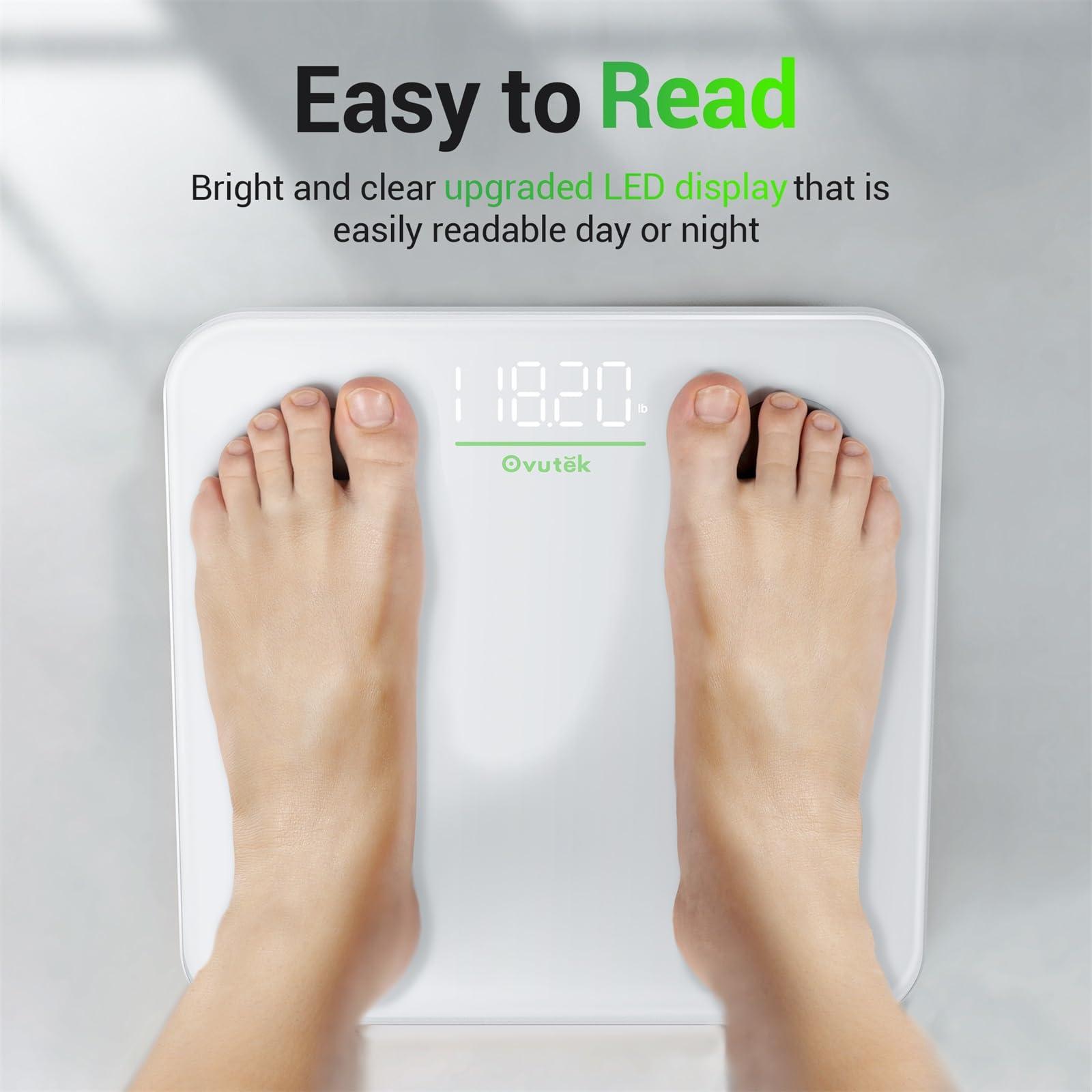 Ovutek Bathroom Scale for Body Weight, Highly Accurate Digital Weighing Machine for People, Upgraded Batteries Included, Compact Size, LED Display, Physician Scale with Sturdy Tempered Glass, 400lb - Image 4