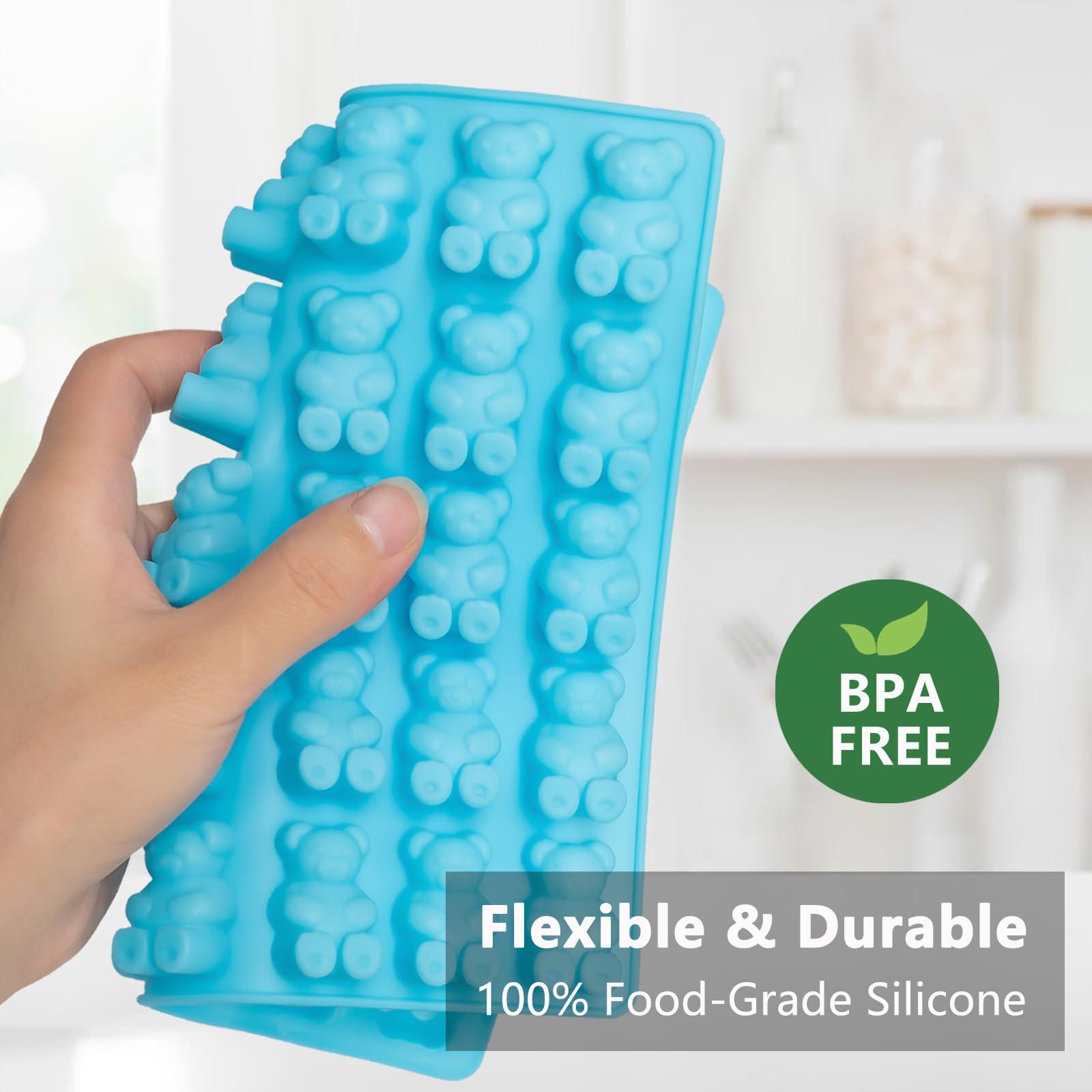 HKUCFTT Large Gummy Bear and Worm Mold Silicone, Candy Gummy Molds for Kids, Non-Stick Chocolate Molds BPA Free with 2 Droppers & 1 Cleaning Brush, Set of 4 - Image 4