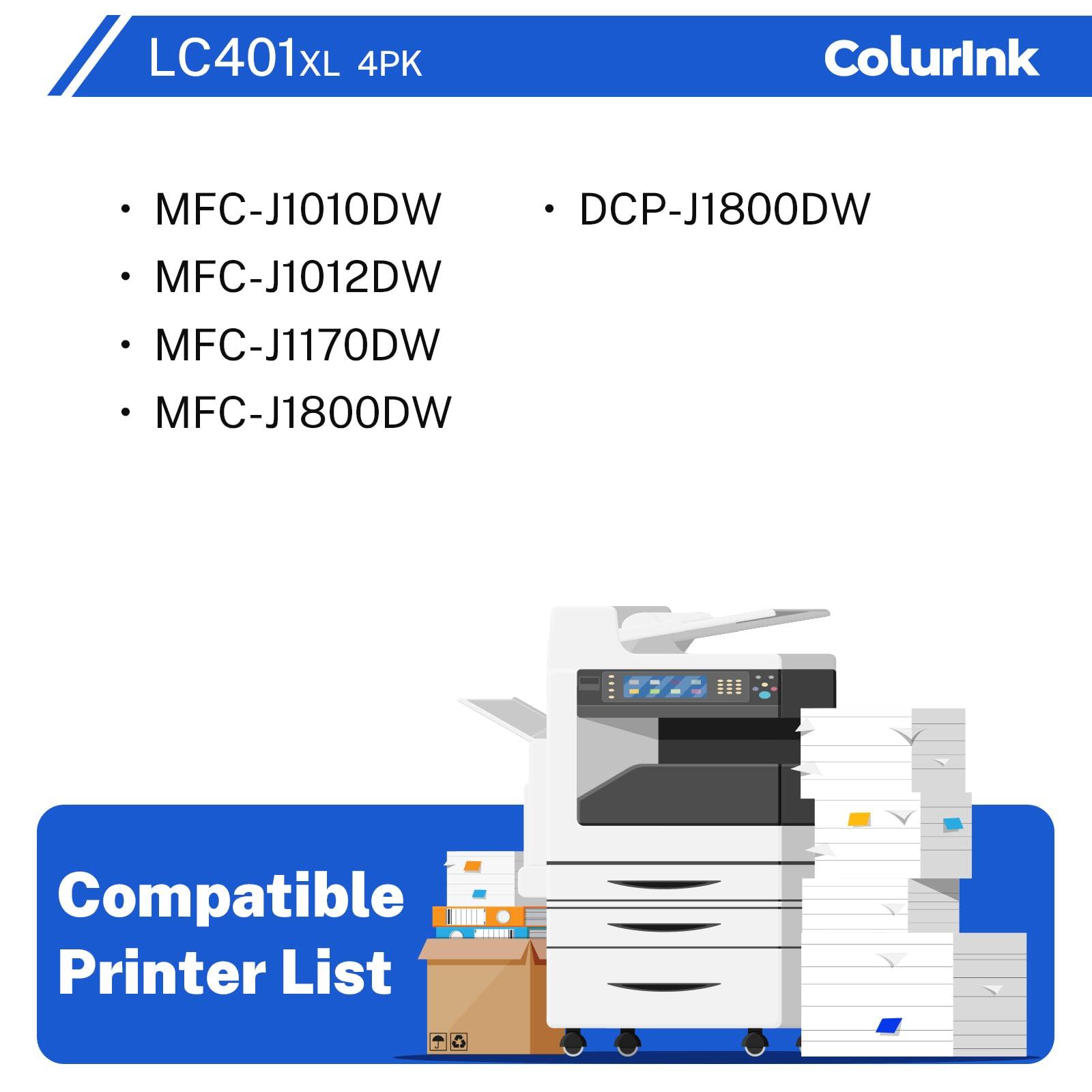 LC401XL LC401 MFC-J1010DW Ink Cartridges Compatible for Brother Ink Cartridges LC401 XL Work with Brother MFC-J1010DW MFC-J1012DW MFC-J1170DW Printer Ink (4 Pack High Yields) - Image 5