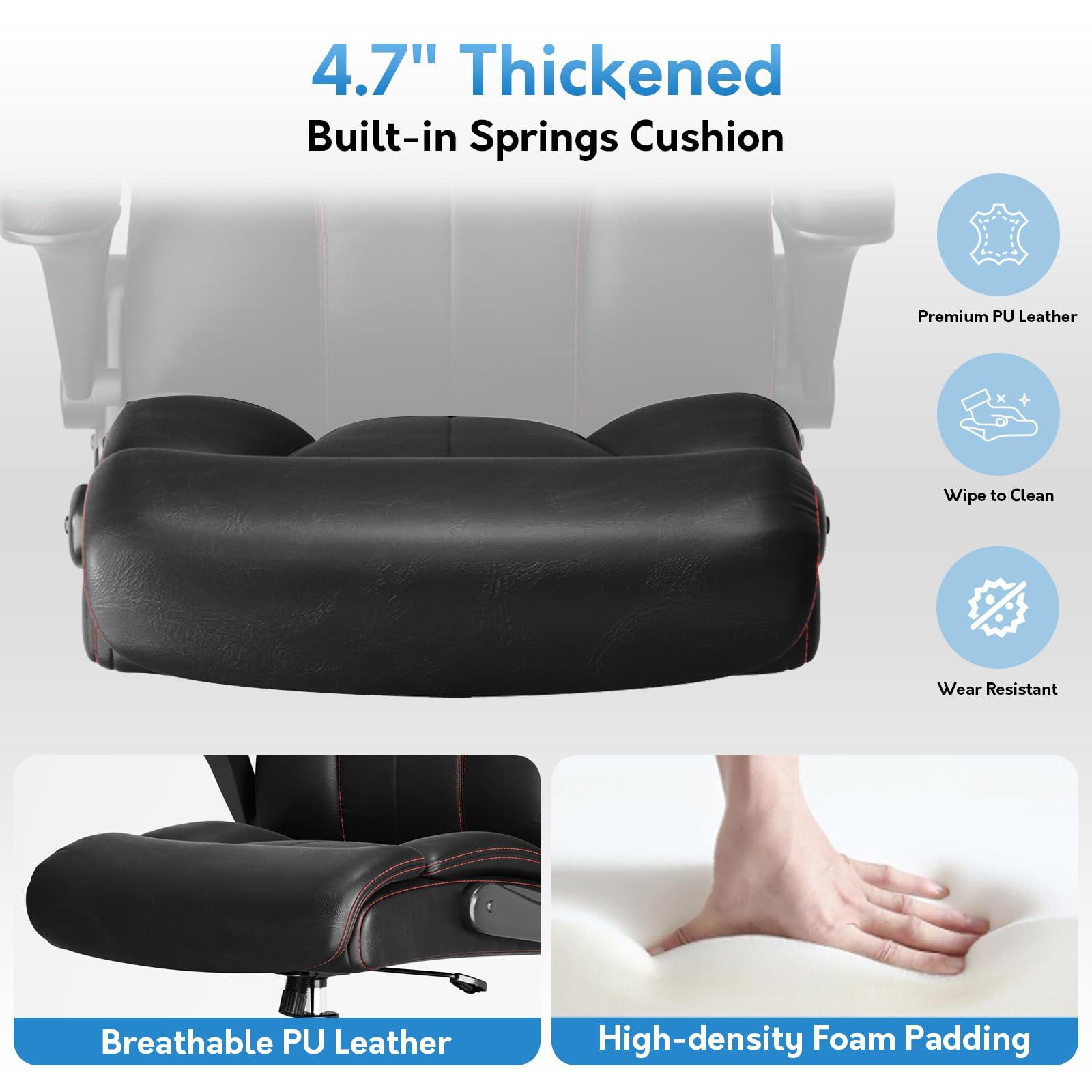 lavimiya Office Chair Big and Tall 400lbs, High Back Executive Office Chair Flip Up Arms, Breathable Leather Home Office Computer Desk Chair with Lumbar Support Rocking Function, Black - Image 4